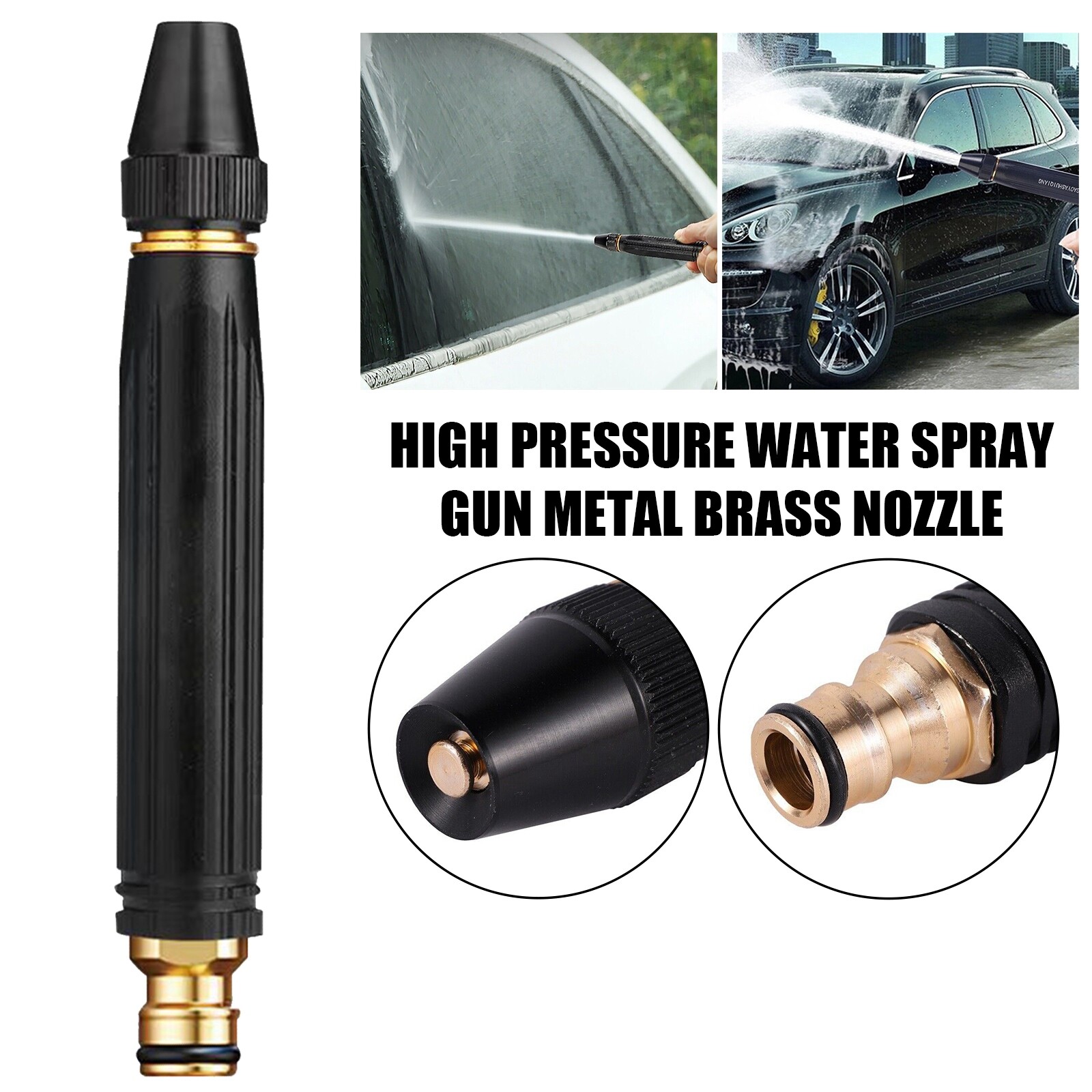 High Pressure Water Spray Gun Metal Brass Nozzle Car Garden Lawn Wash Hose Pipe