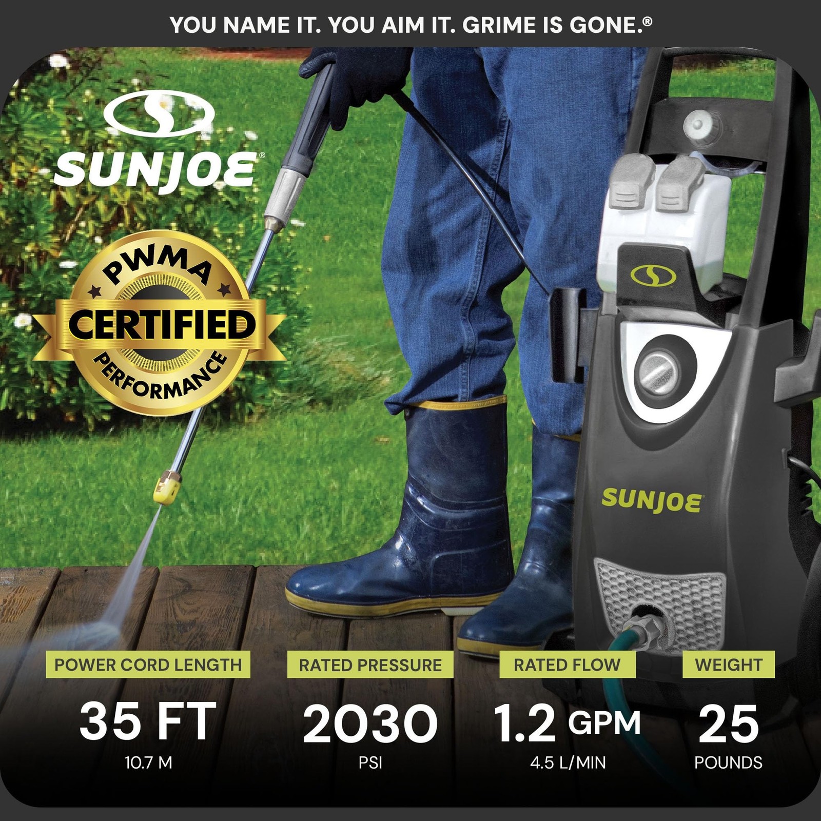 Sun Joe Electric Pressure Power Washer, Heavy-Duty 2500 Max PSI (2030 PSI PWM…
