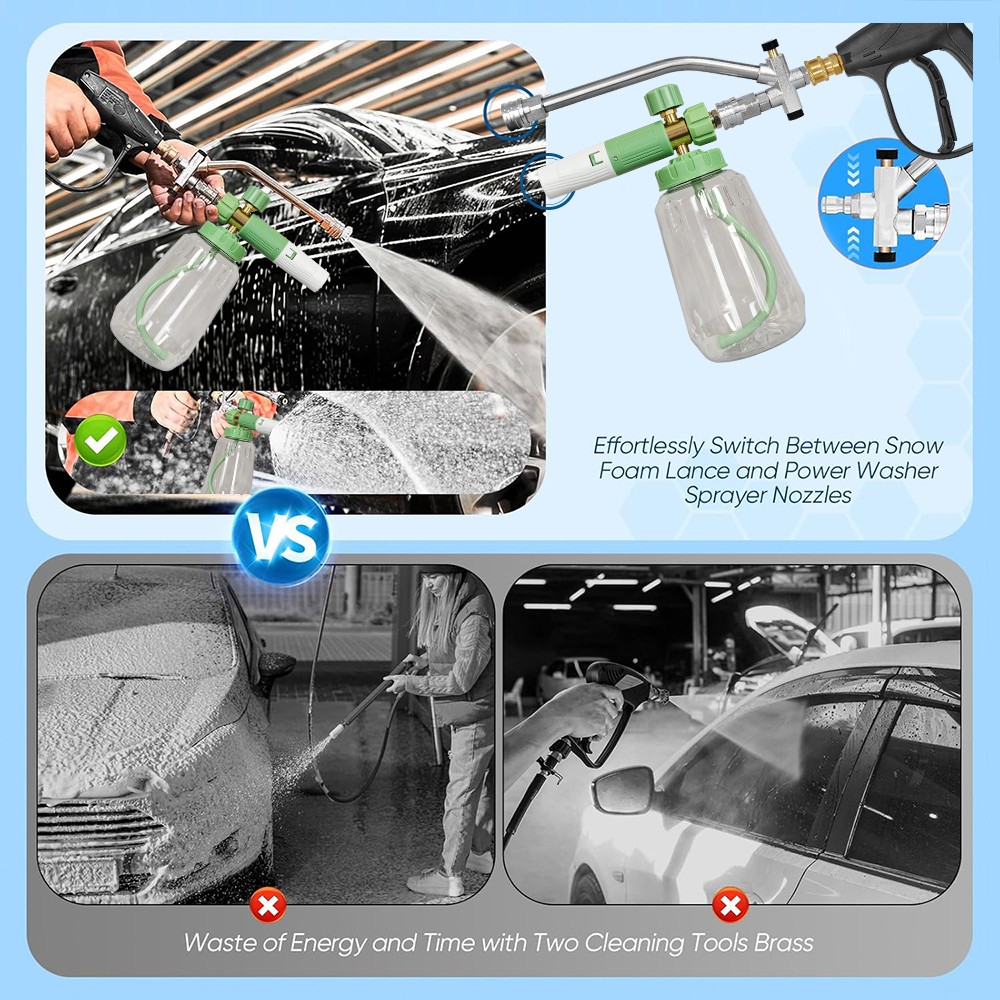US Foam Cannon for Pressure Washer with Dual-Connector&Short Pressure Washer Gun