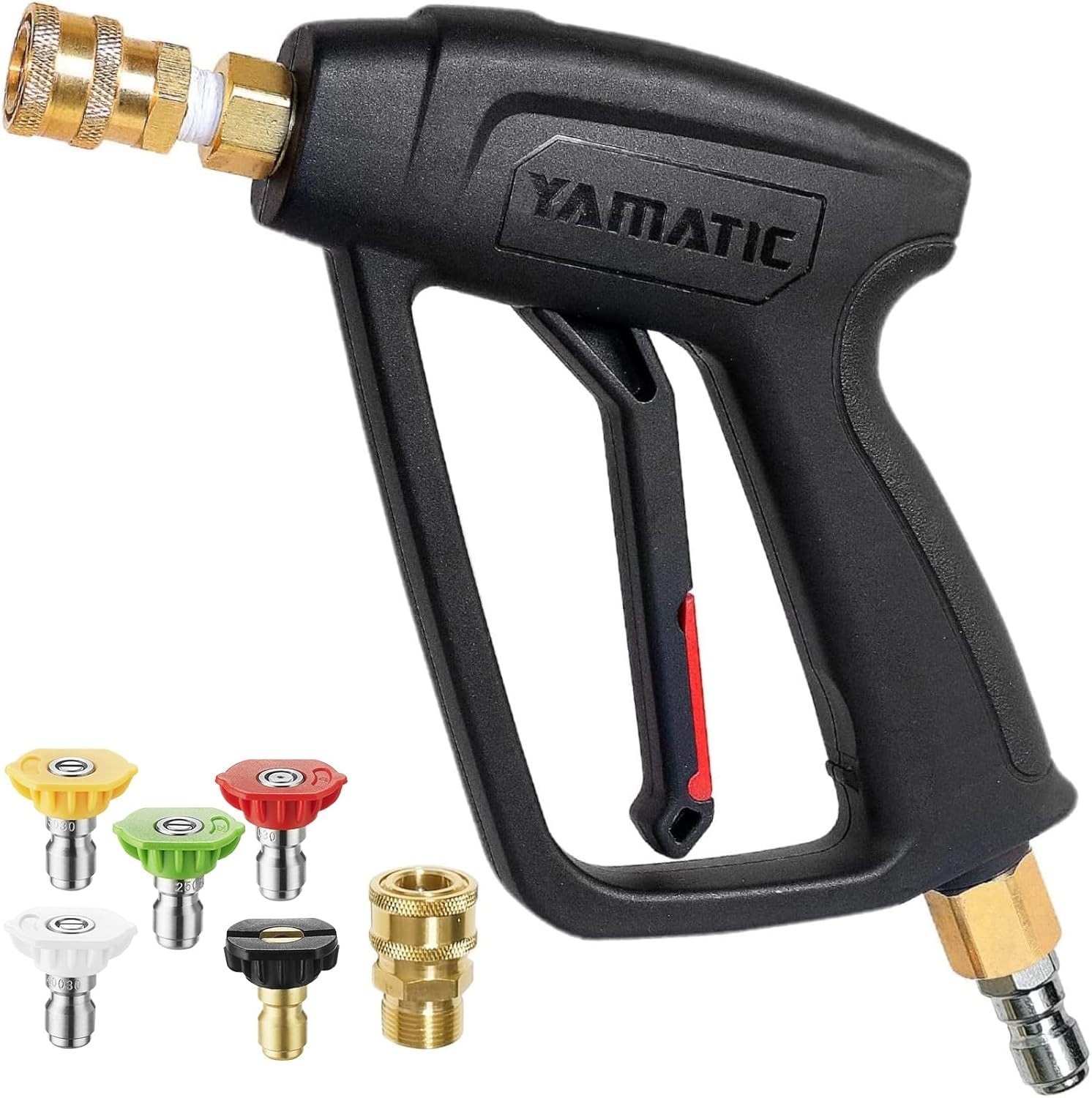 YAMATIC Short Pressure Washer Gun with Swivel 3/8″ Quick Connector, 4000 PSI