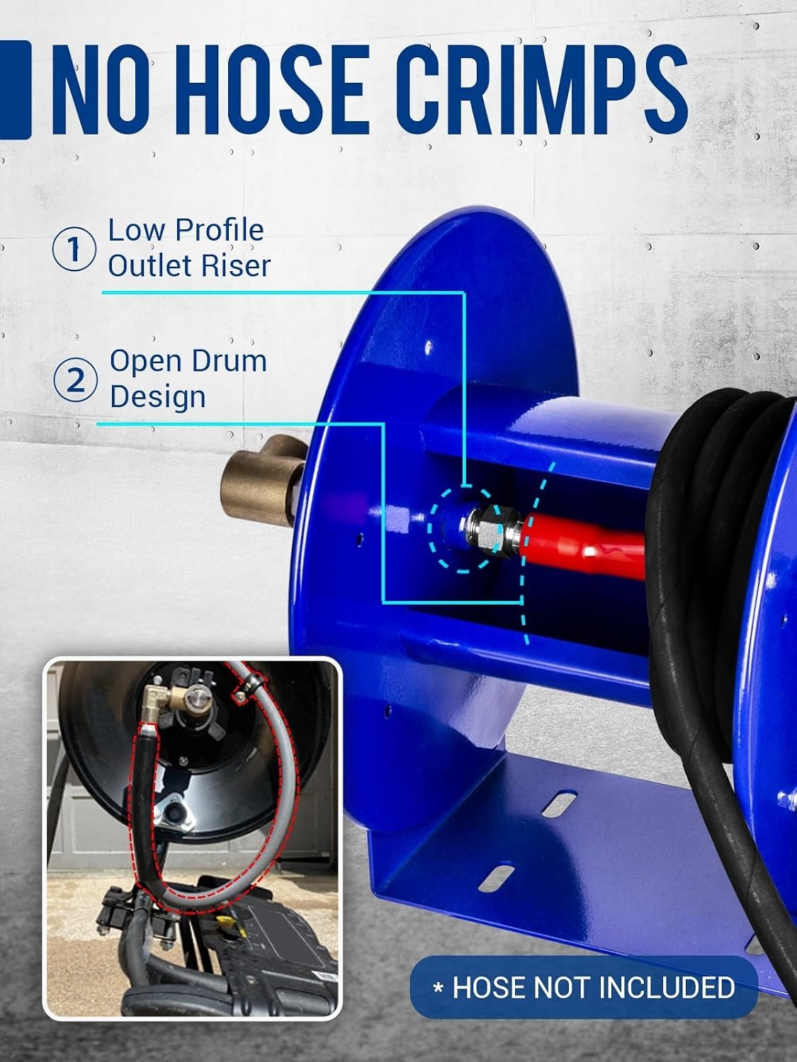 Manual Compact Pressure Washer Hose Reel 100FT x 3/8″ – For Maximum Efficiency