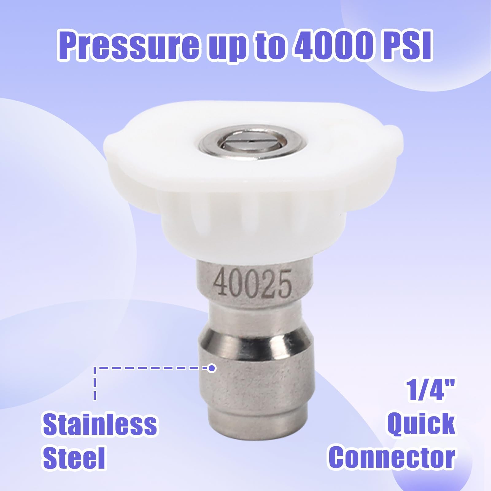 7 PCS Pressure Washer Tips Power Nozzle 40 Degree White 1/4 Inch 4000 PSI