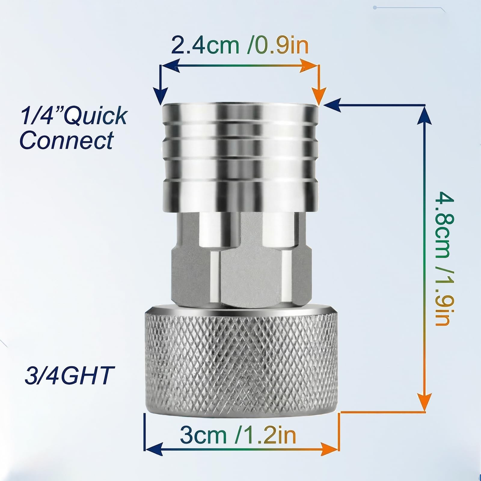 Garden Hose to Mini Power Washer Adapter-3/4 GHT to 1/4″, Stainless Steel Gar…