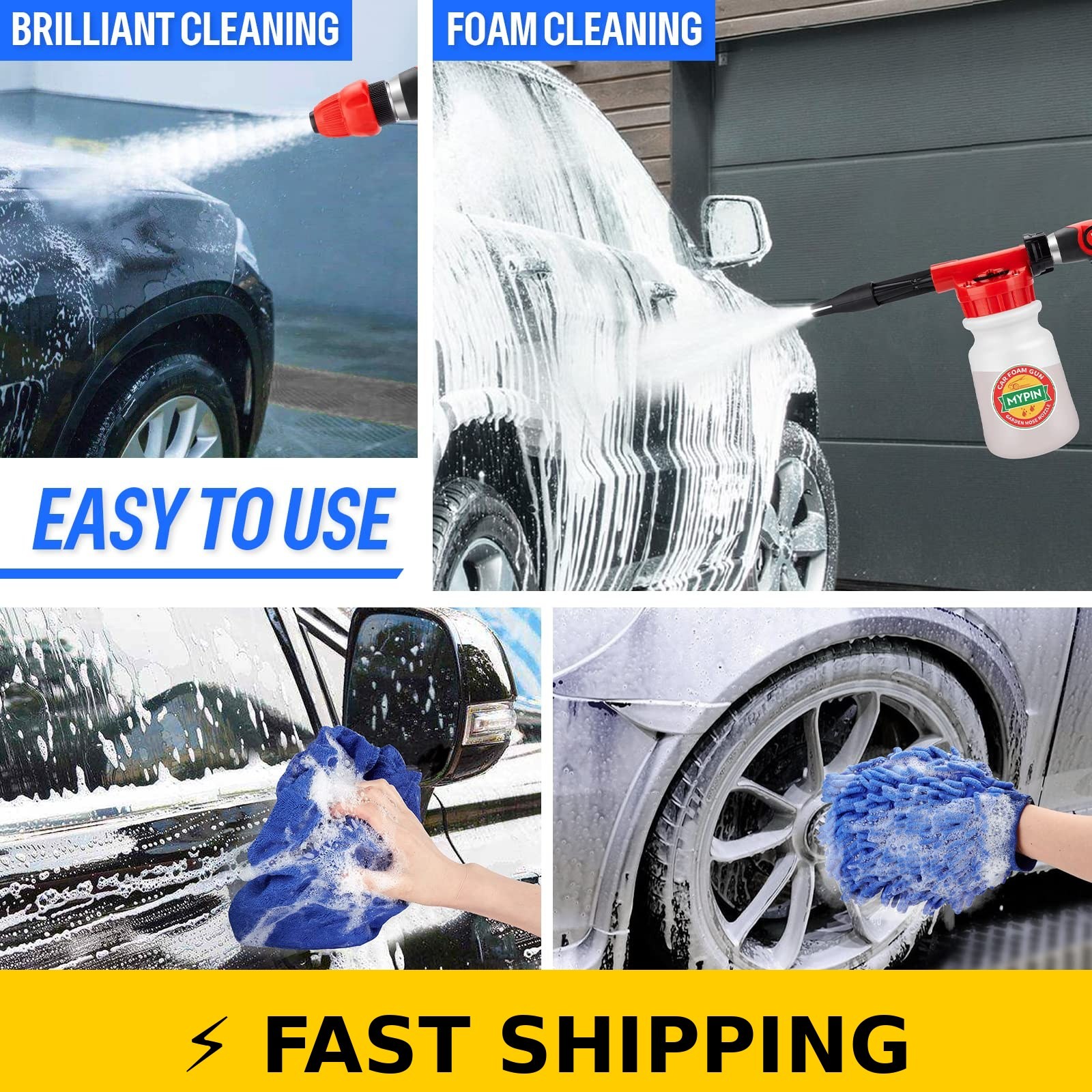 MYPIN Car Wash Foam Gun 16 in 1 with Adjustable Dial for Cleaning