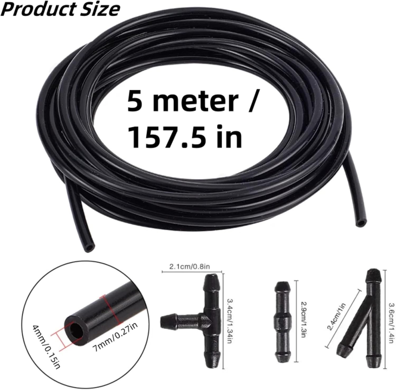 37Pcs Car Windshield Washer Hose Repair Kit – 5m/16.4ft Hose with 36 T/Y/I Conne