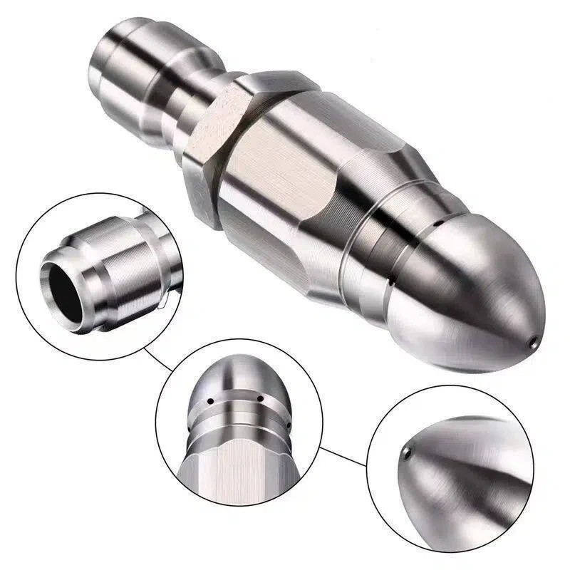 Water Jet Nozzle High Pressure 1/4″ Stainless Steel Drain Cleaner Hose Tool