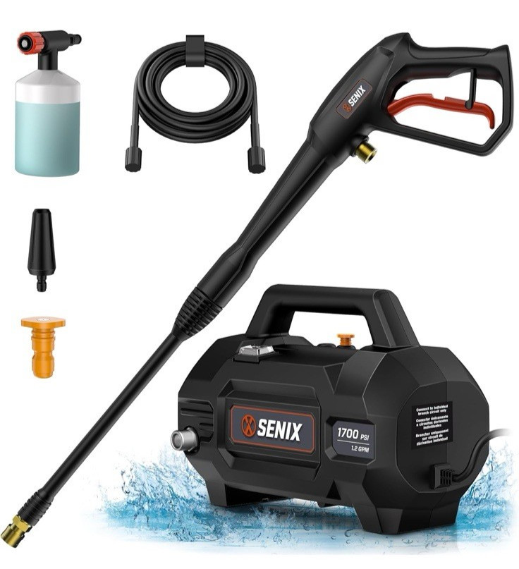 13 Amp Electric Pressure Washer – 1700 PSI, 1.2 GPM, 20ft Hose