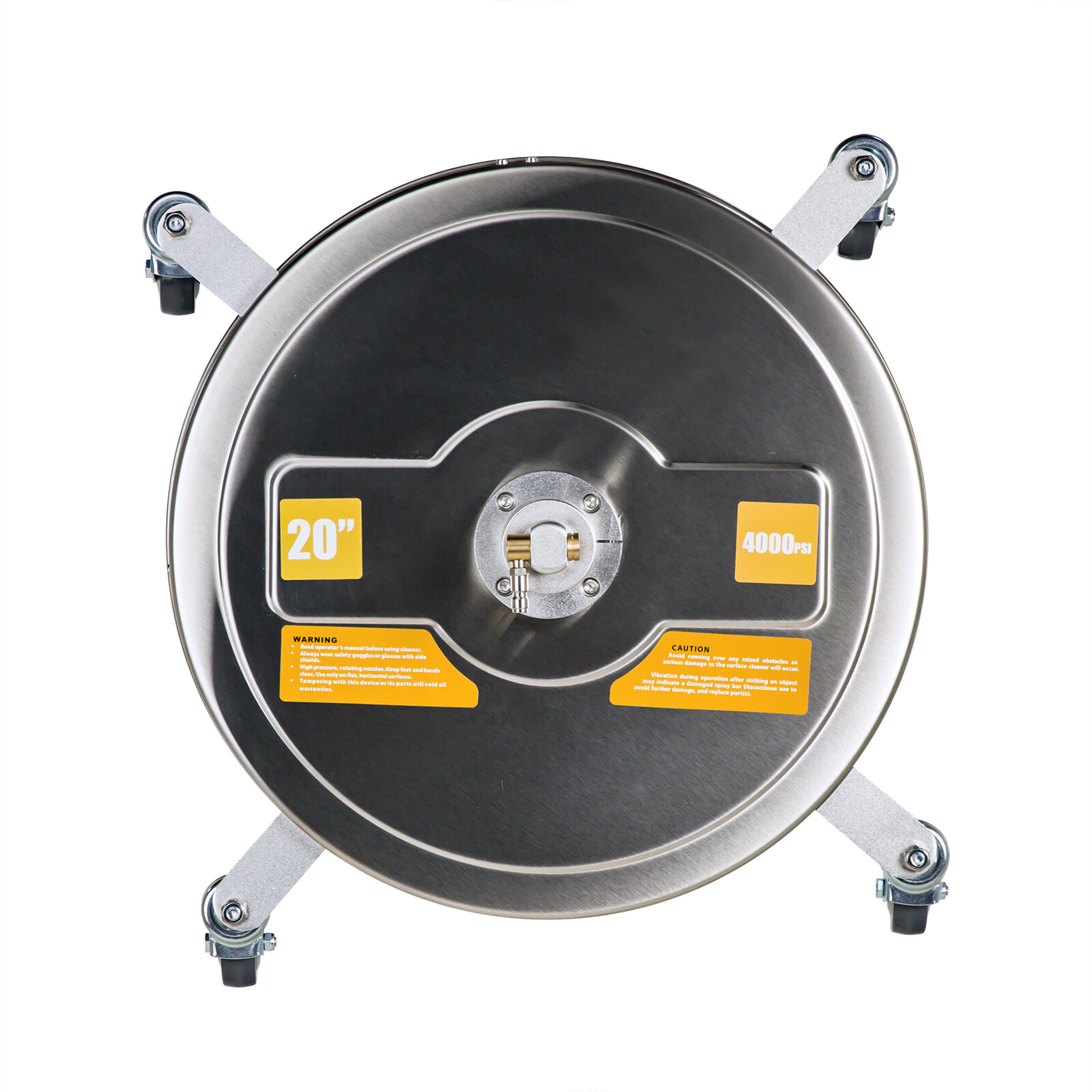 20″ 4000 PSI Pressure Washer Surface Cleaner Stainless Steel w/ 4 Wheels Sliver