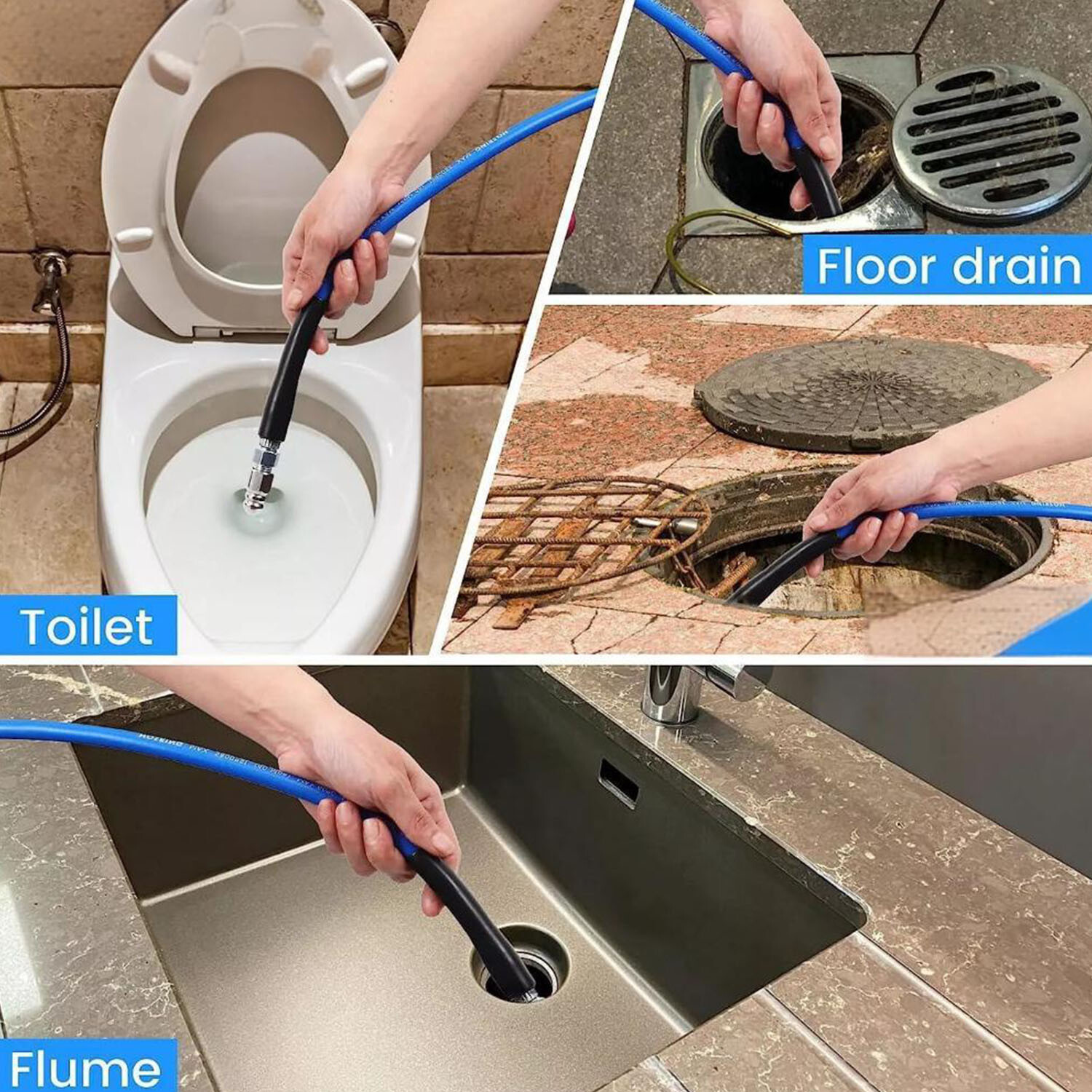 50FT 1/4″ M-NPT 5800PSI Drain Cleaner Hose Sewer Jetter Kit for Pressure Washer