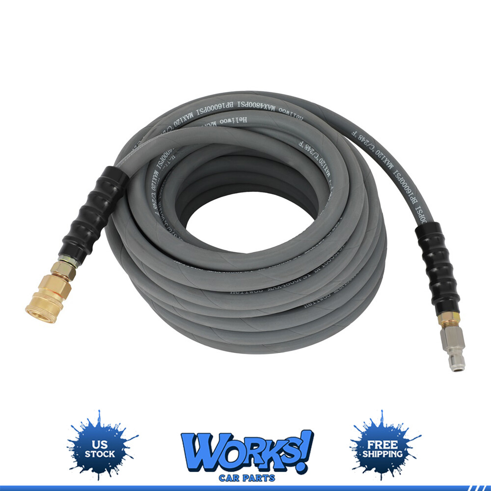 50′ Pressure Washer Hose Non-Marking – 4000PSI 50ft Length Gray With Couplers