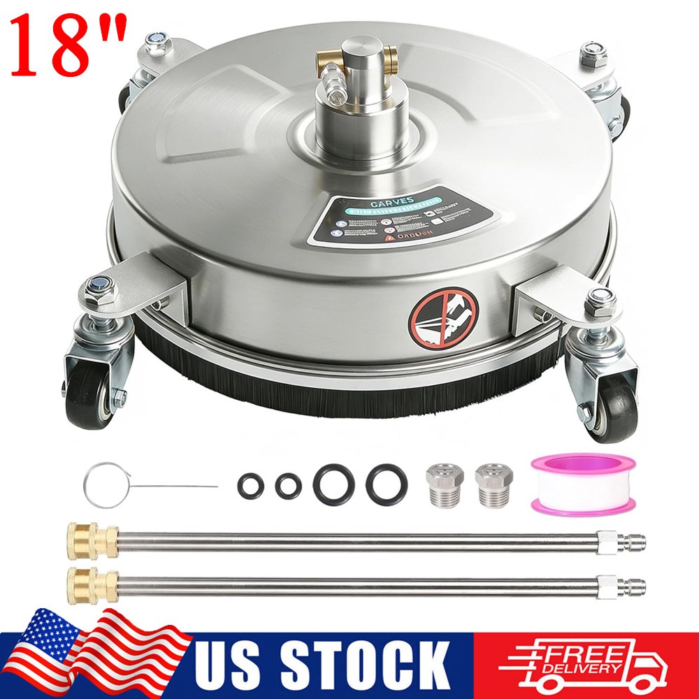 18″ 4000PSI Pressure Washer Surface Cleaner w/ 2 Wands & 4 Wheels Quick Connect