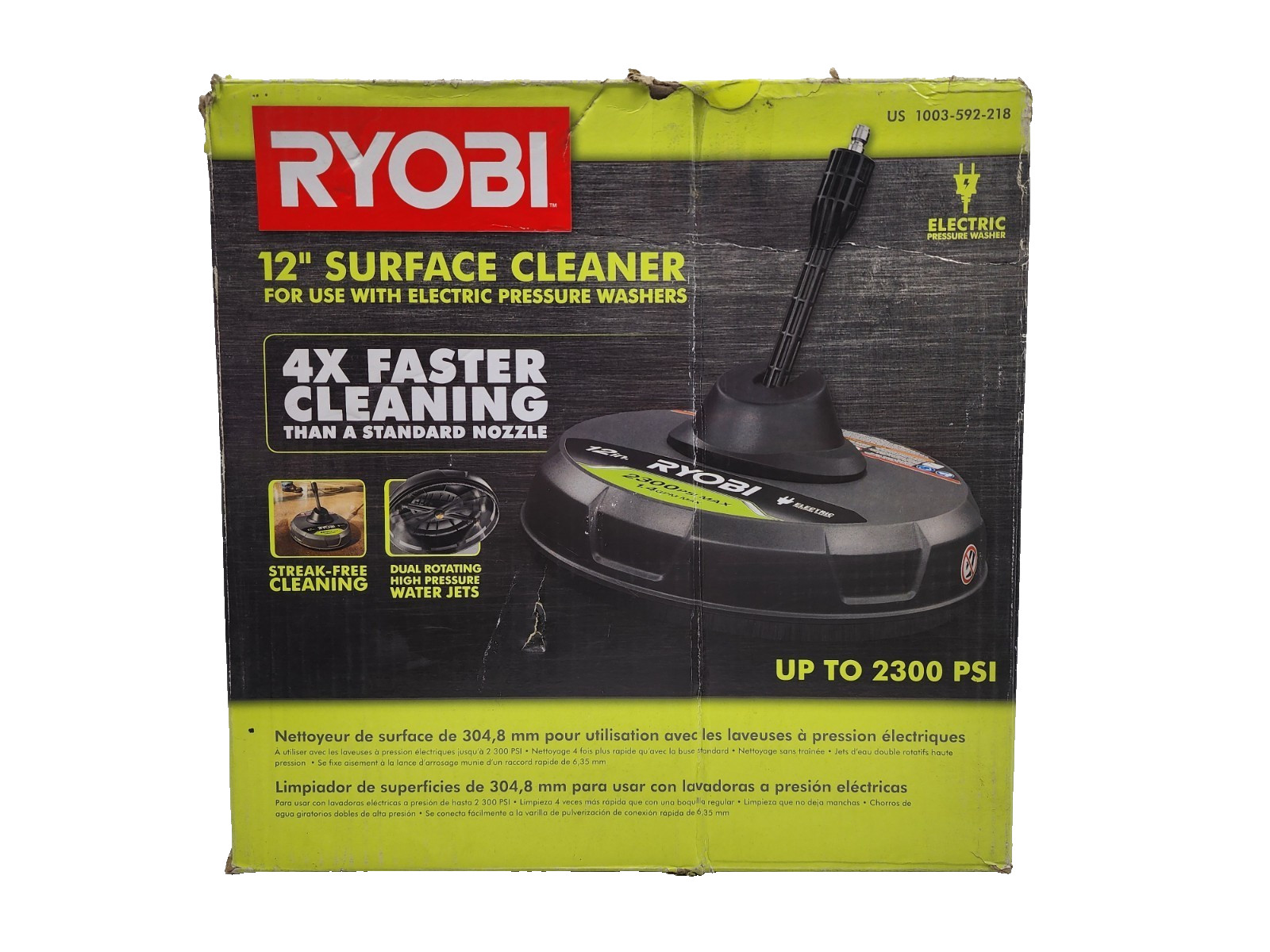 Ryobi 1003 592 218 12″ Electric Pressure Washer Surface Cleaner Up To 2300 PSI