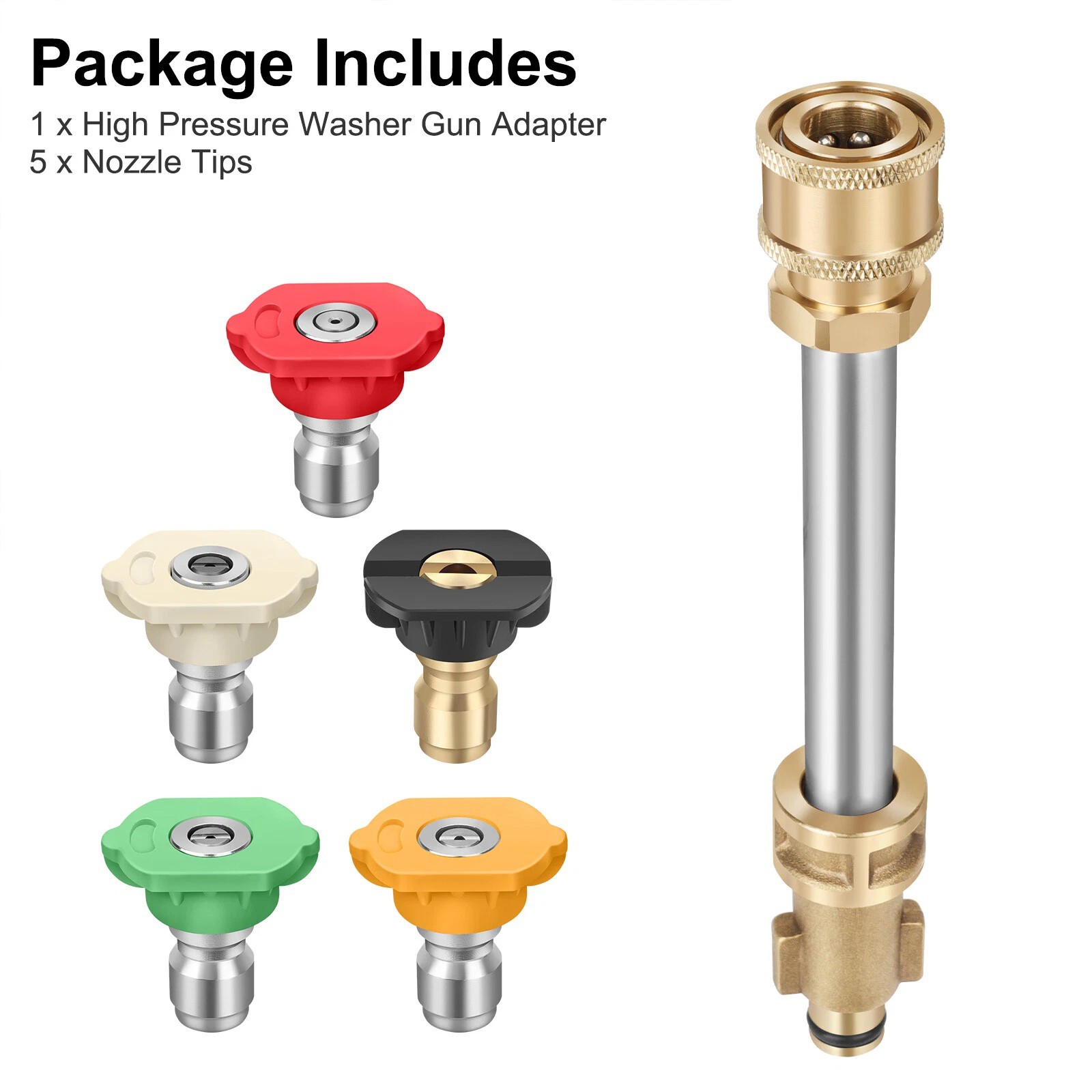 For Ryobi Pressure Washer Quick Connect Adapter Replacement With 5 Color Nozzles