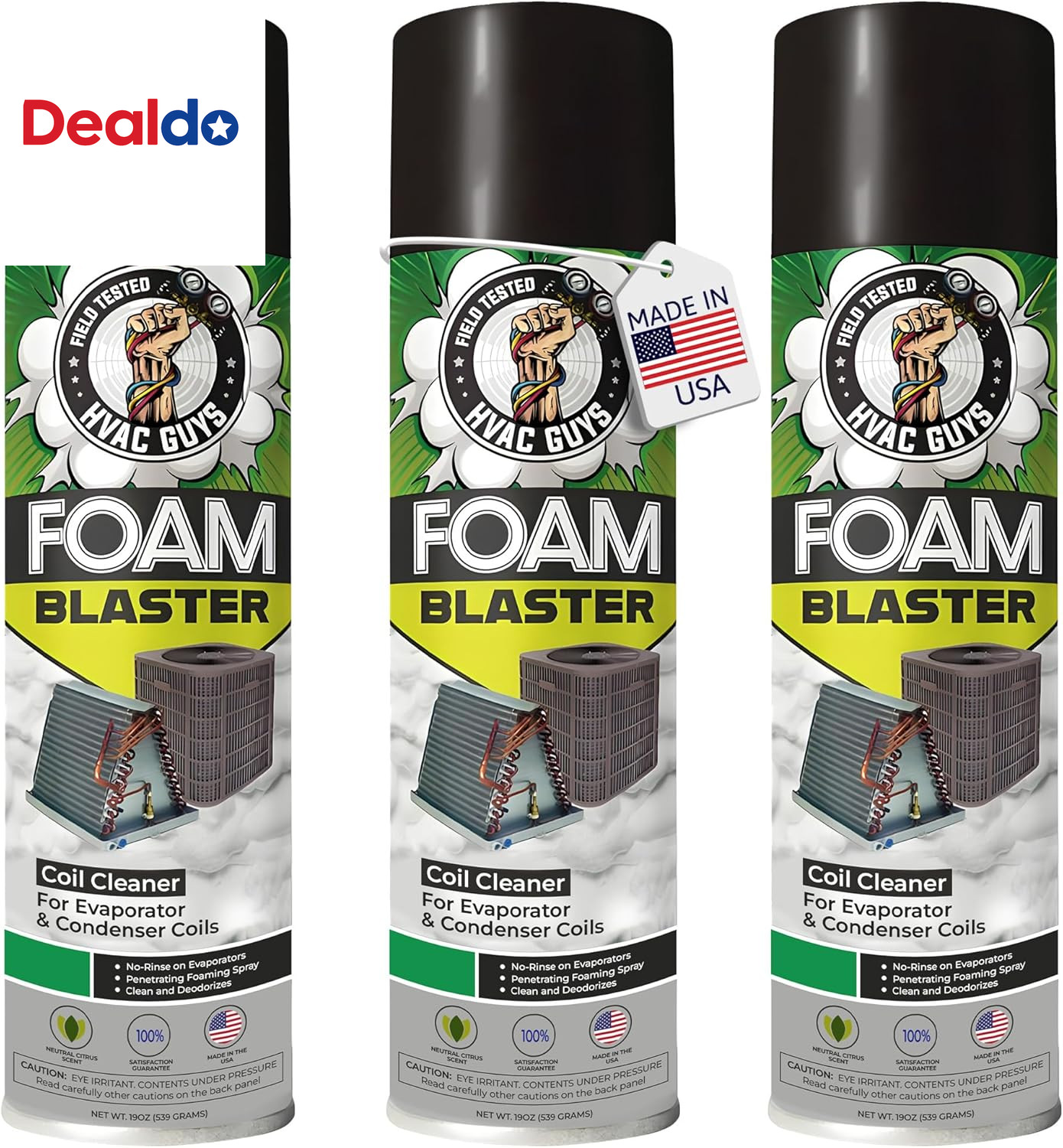 Foam Blaster AC Coil Cleaner for AC Unit 3-Pack | No Rinse Formula for Evaporato
