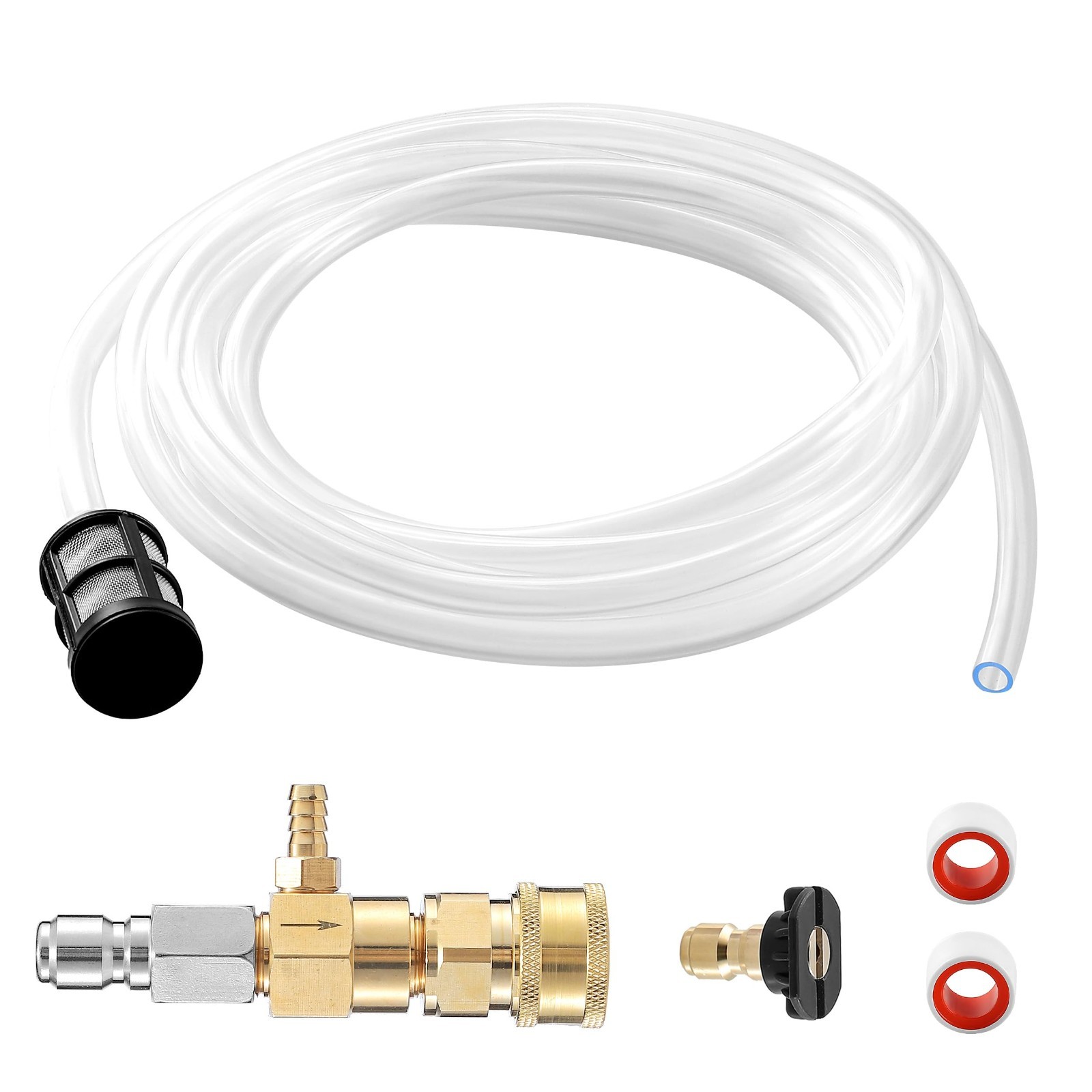 Pressure Washer Downstream Injector Kit, 3/8″ Quick Connect, 10ft Hose, 3-5 GPM