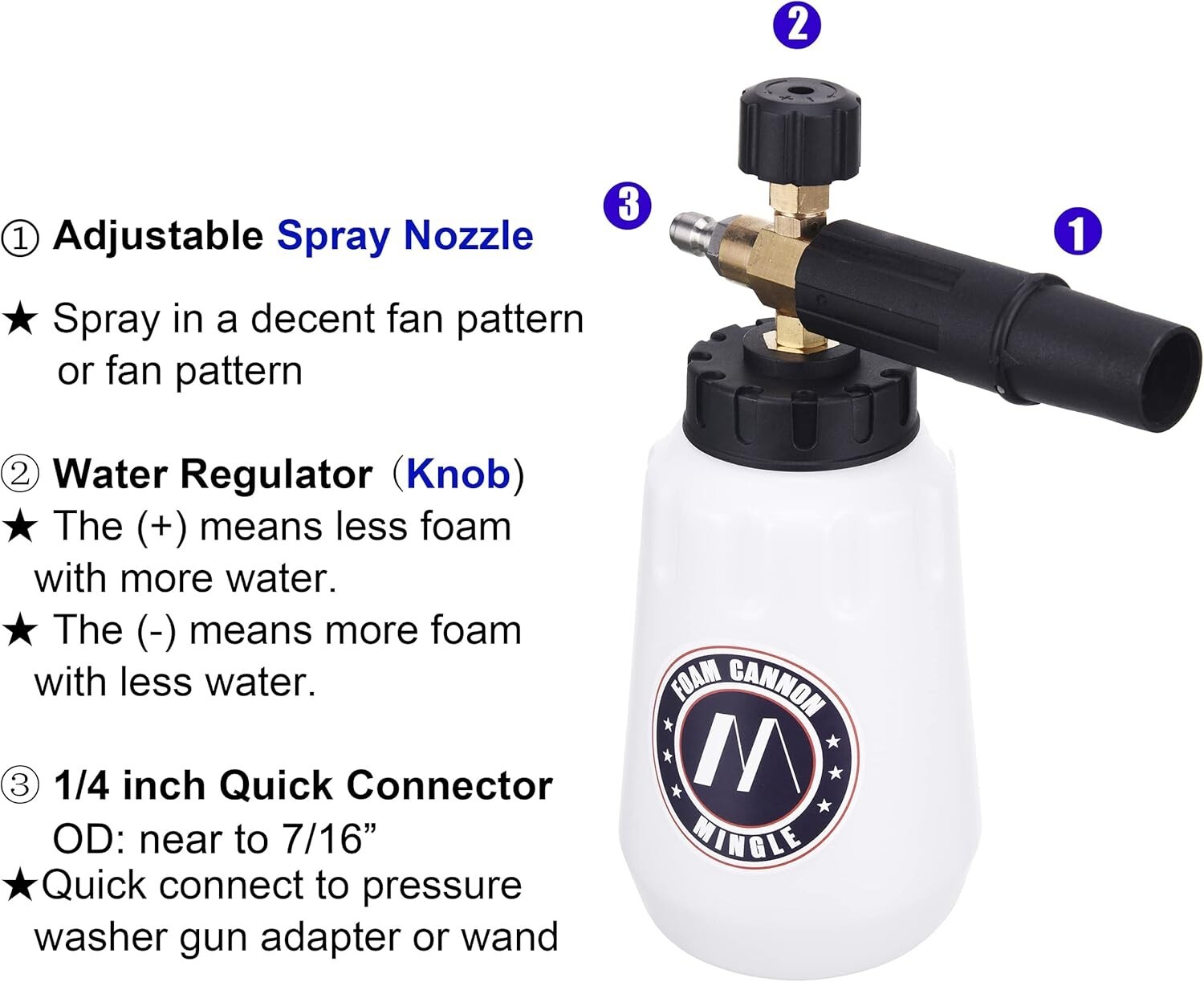 Lightweight Foam Cannon for Maximum Cleaning Power – 1 Liter Capacity & 3000 PSI