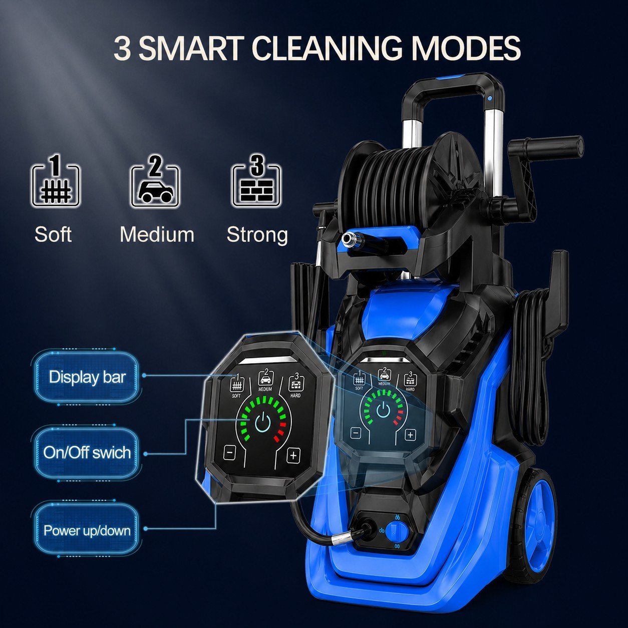 Pressure Washer 4500PSI 3.0GPM, 15-Level Touchscreen, 4 Nozzles, for Driveway