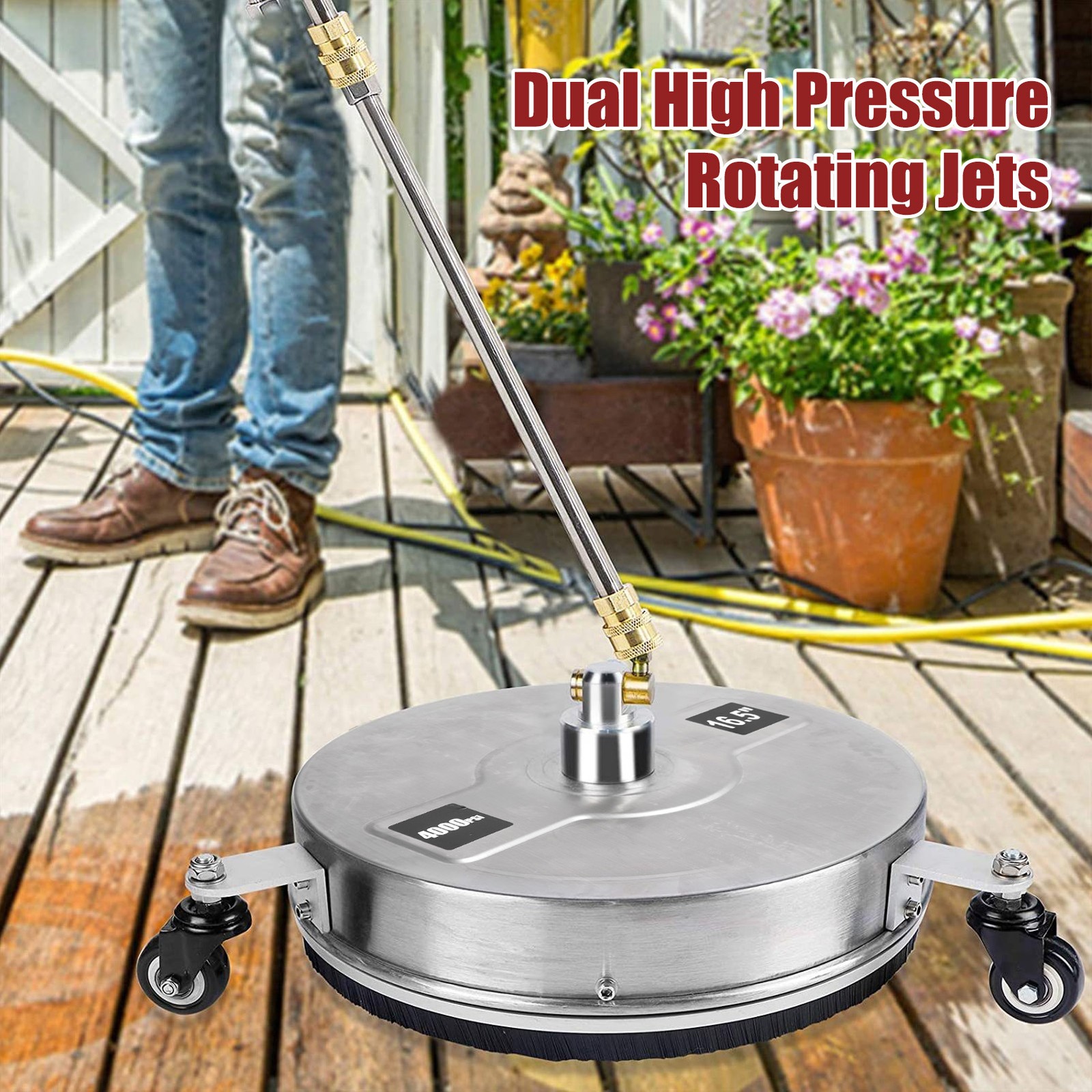 16.5 Inch Pressure Washer Surface Cleaner 4000psi Stainless Steel Power