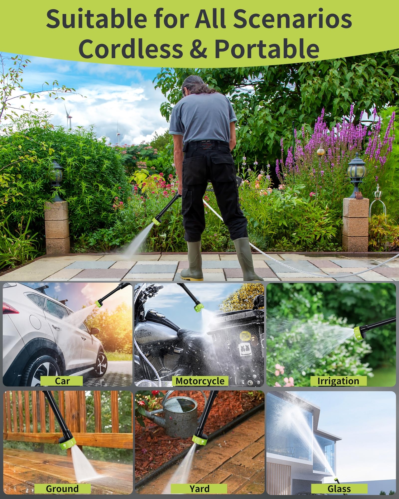 MIMYTH Cordless Power Washer; 990 PSI Cordless Pressure Washer with 4.0Ah Batter