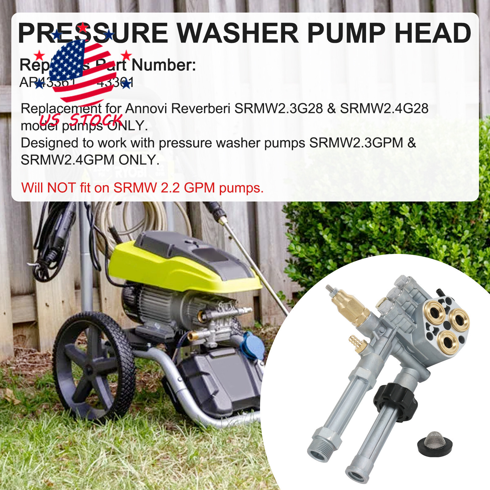 Complete Pump Head NEW for SRMW2.3G28 & SRMW2.4G28 Model Pumps Only