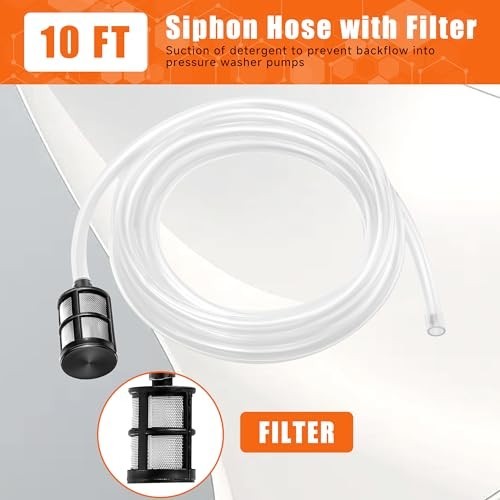 Pressure Washer Chemical Injector Kit – 3/8″ Quick Connect, Soap Siphon Hose 3-5