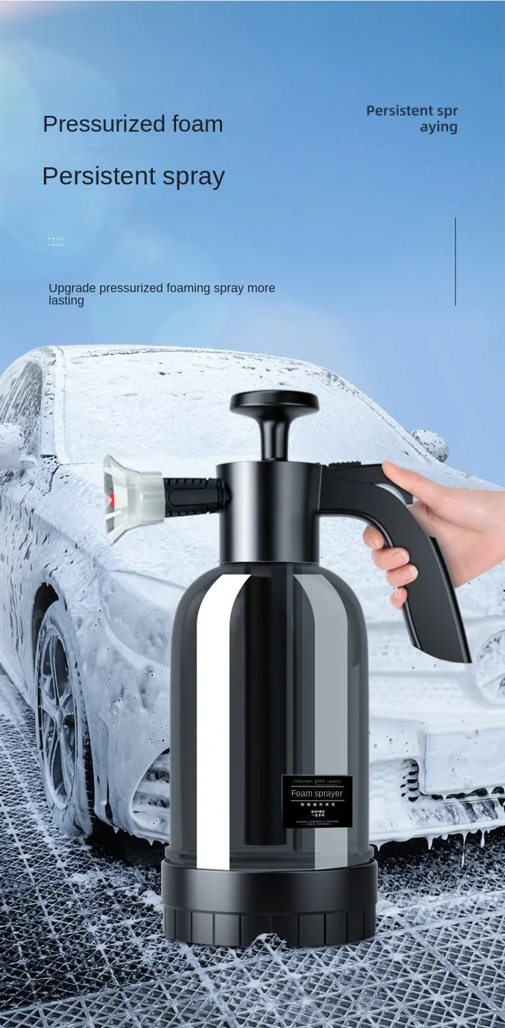 2L Hand Pump Foam Sprayer with 3 Nozzles for Car Wash, Snow Foam & Window Cleani