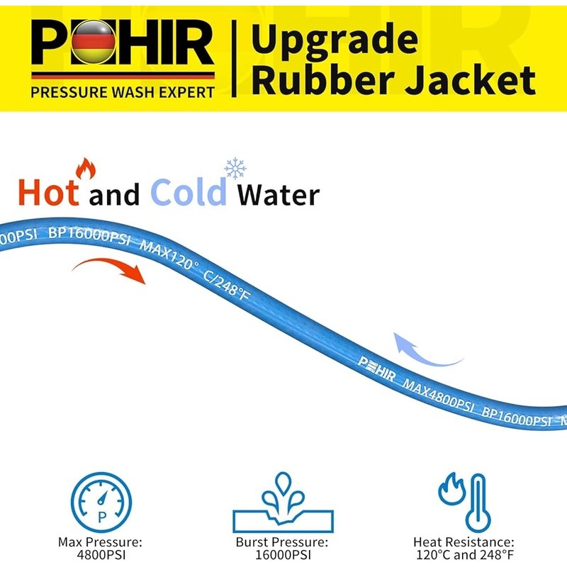 50ft 3/8 Pressure Washer Hose Heavy Duty Wire Braided Durable Cleaning New