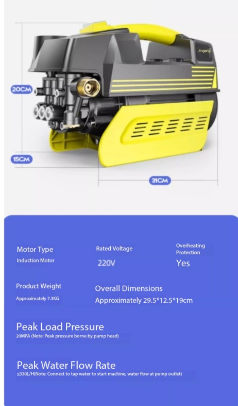 High-pressure Car Wash Machine, High-powered Portable Water Pump for Home Use