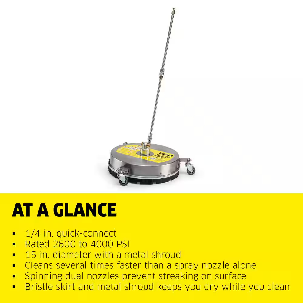 15 In. Metal Surface Cleaner, 4000 PSI Max, Pressure Washer Surface Cleaner with