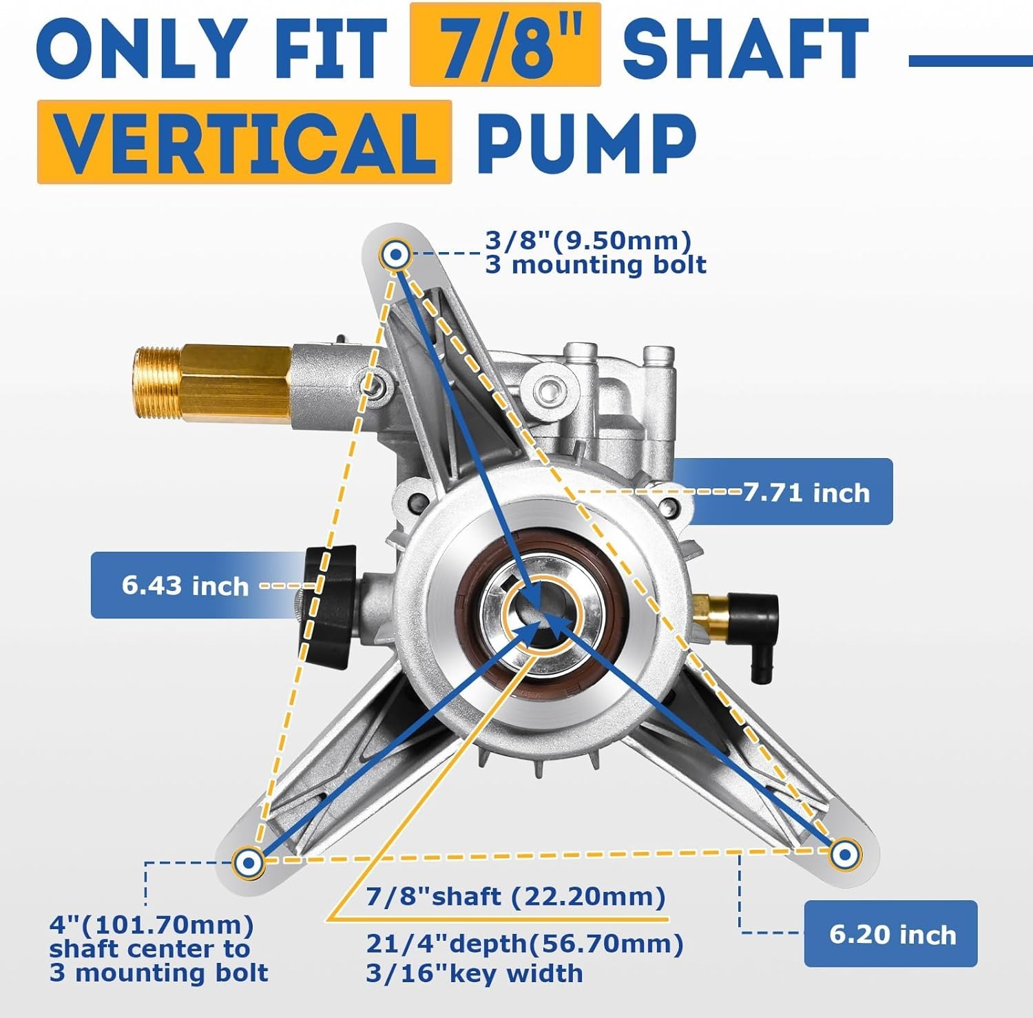 TOOLCY 3200 PSI 7/8″ Vertical Pressure Washer Pump 2.5 GPM for Simpson, Ryobi