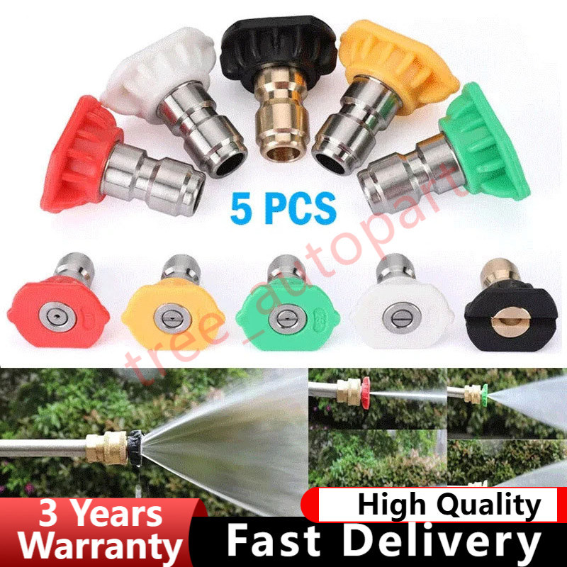 5X Pressure Washer Spray Nozzle Set Quick Connect 1/4″ High Power Tips us