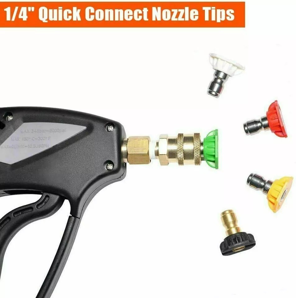 5Pcs Pressure Washer Spray Tips Nozzles High Power Kit Quick Connect 1/4″ SET