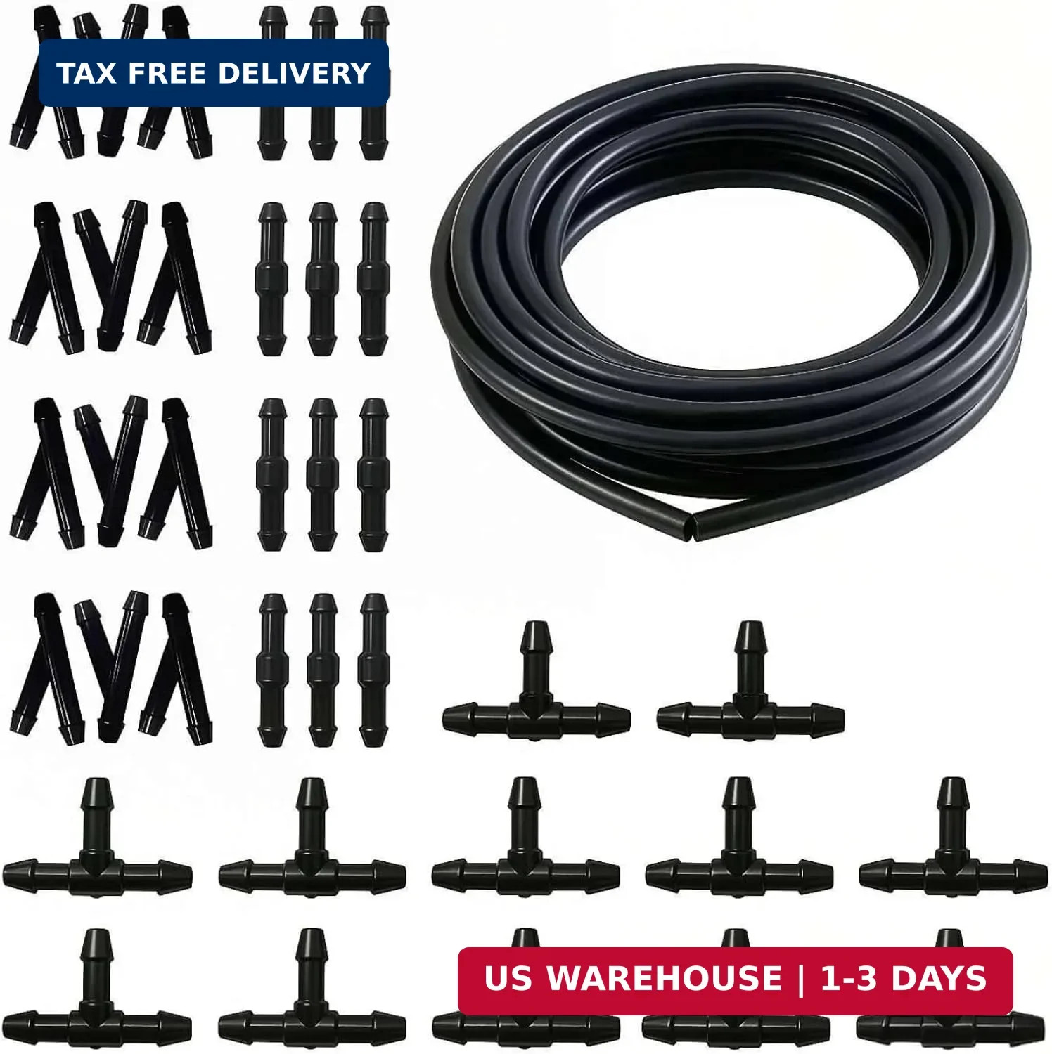 Windshield Washer Hose Kit,4M Rubber Hose with 36 Pcs Leak-Proof Connectors,Fits