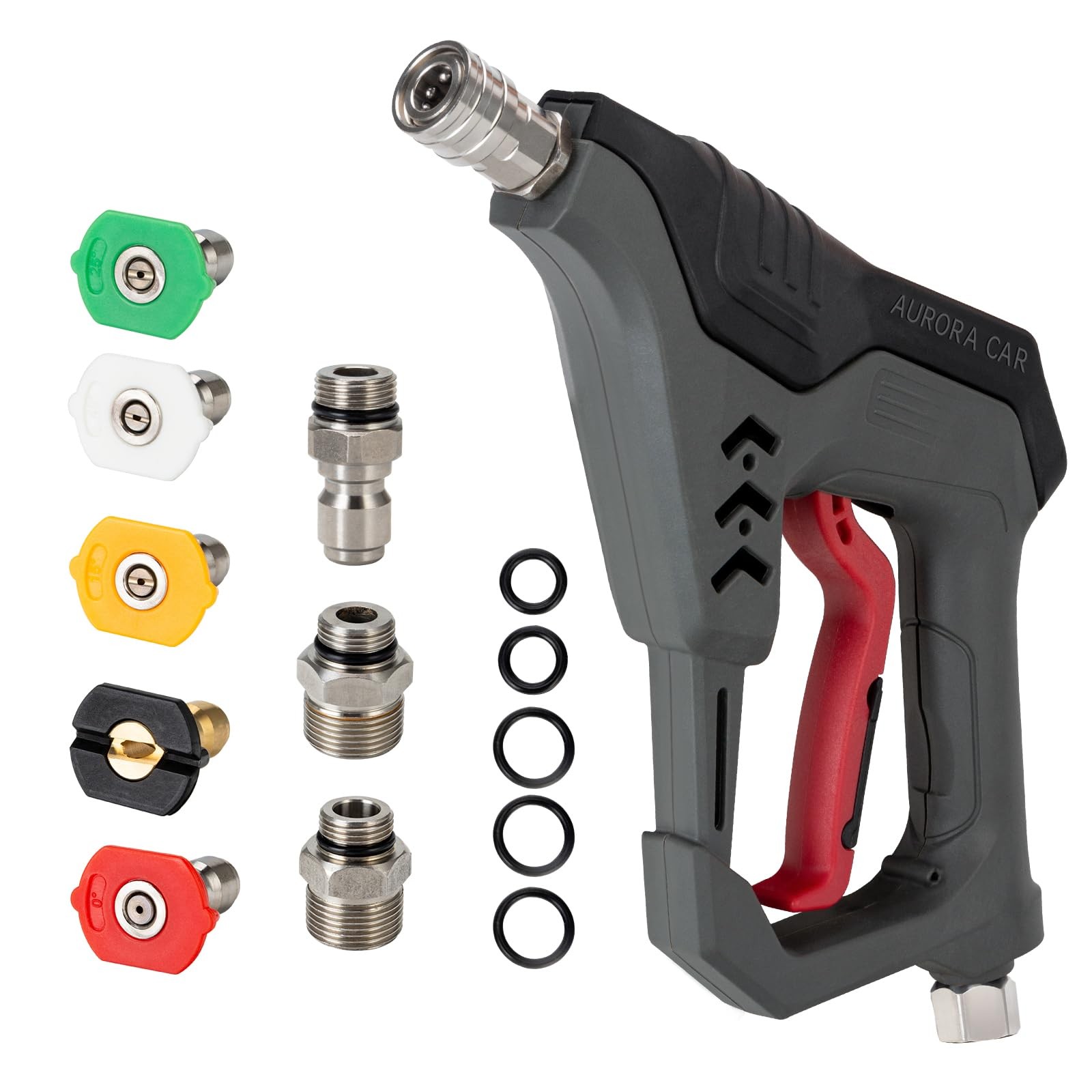 Pressure Washer Short Gun, Commercial 5000 PSI 12 GPM 5 Spray Nozzle Tips, 3/…