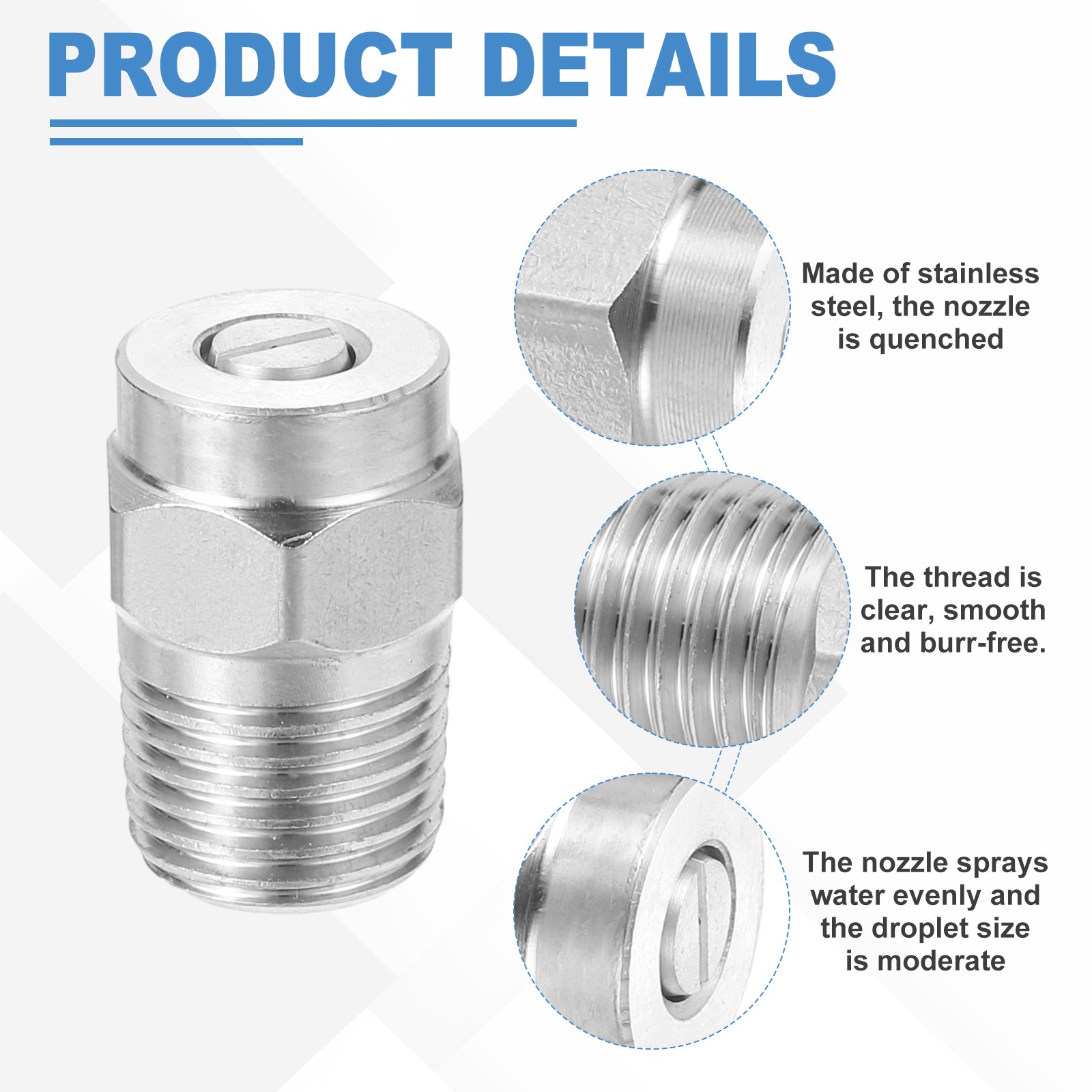 2Pcs 1/4 Inch NPT Male Pressure Washer Nozzle 030 ORIFICE 40 DEGREE Nozzles Tips