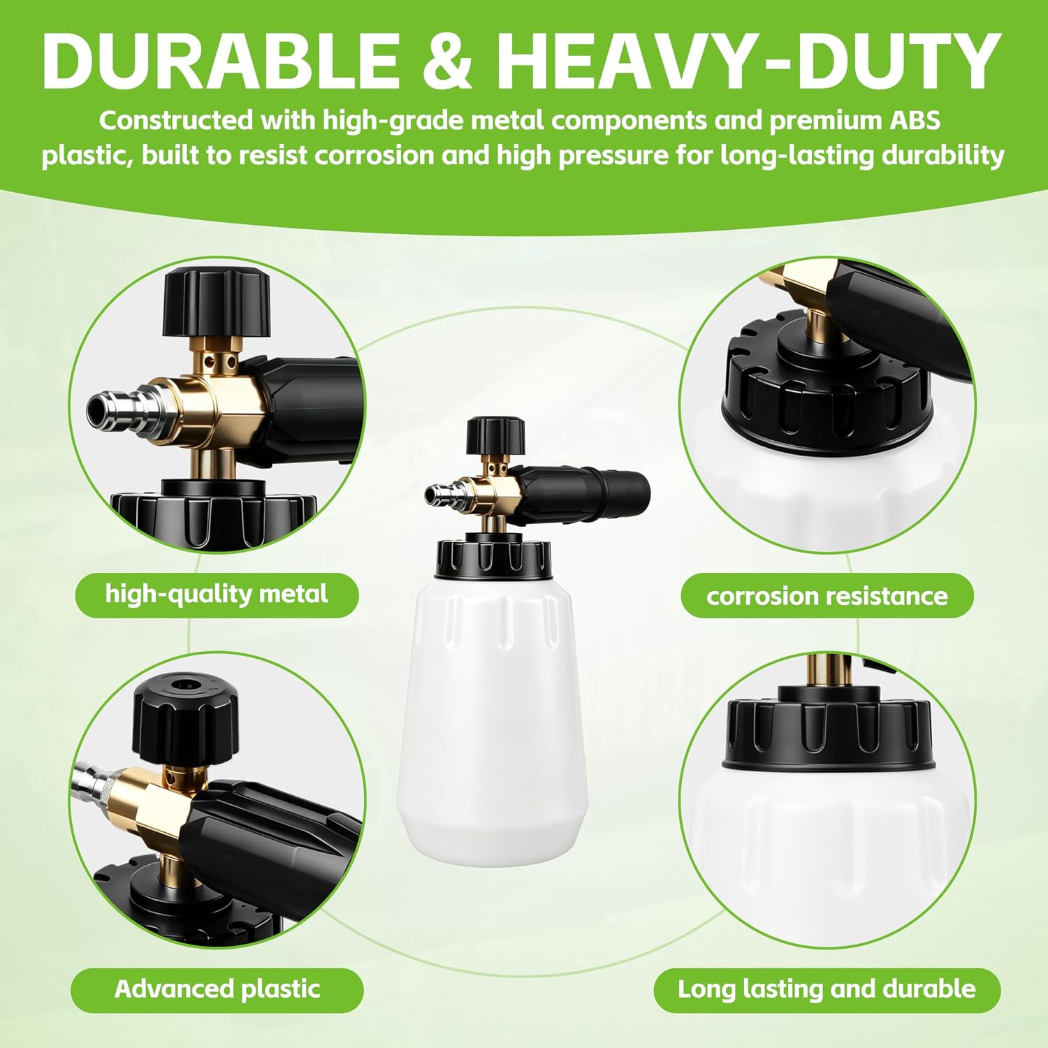 Foam Cannon for Greenworks Pressure Washer, 1L | 3700 PSI, 1/4″ Quick Connect, A