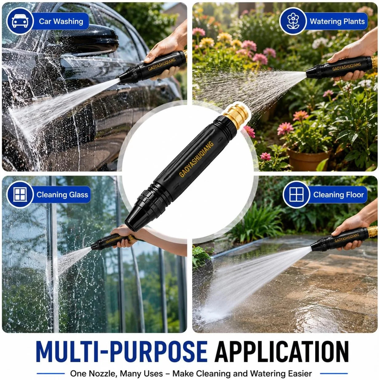 2026 New Jet Nozzle Power Washer for Garden Hose-Fit ID 11-16mm Tubing, High Pre
