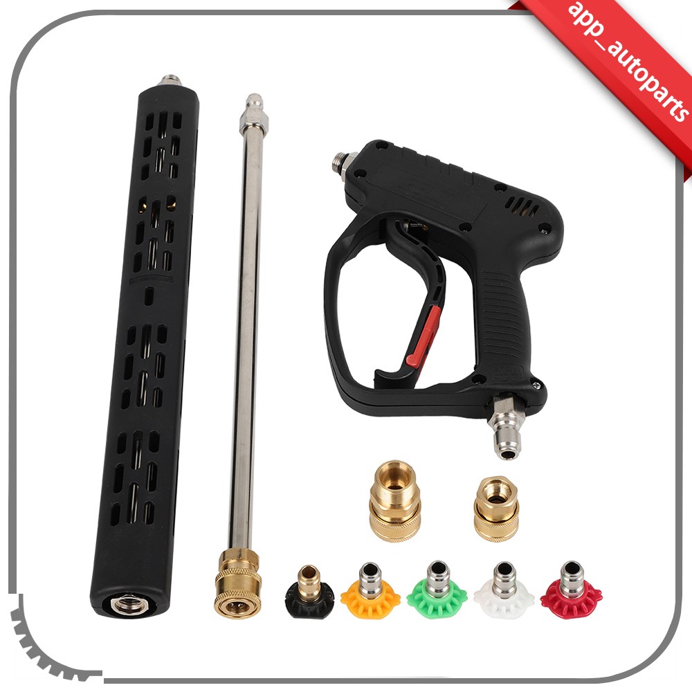 Pressure Washer Gun w/Extension Wands Swivel Quick Connect M22-14mm 3/8″ 4500psi