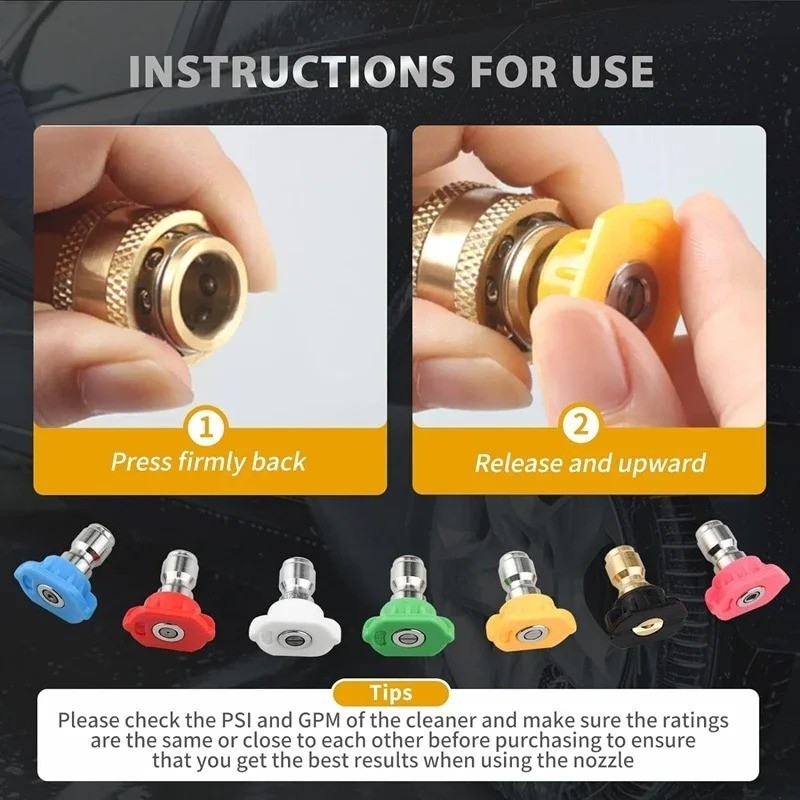 4000 PSI Pressure Washer Nozzle Tips – 1/4 Inch Quick Connect Multi-Degree