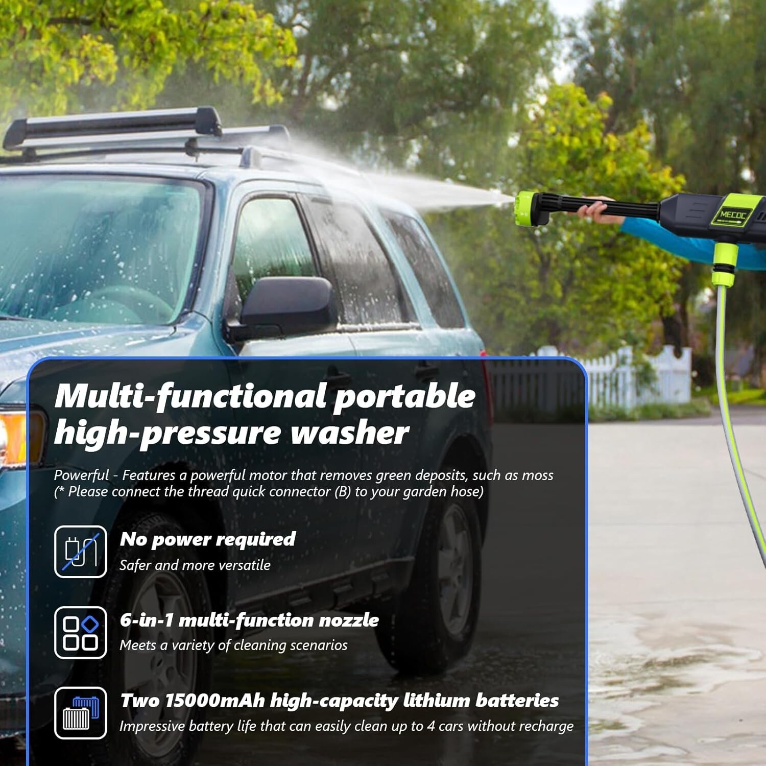 Cordless Pressure Washer, 1060 PSI Brushless Motor, Power Washer.