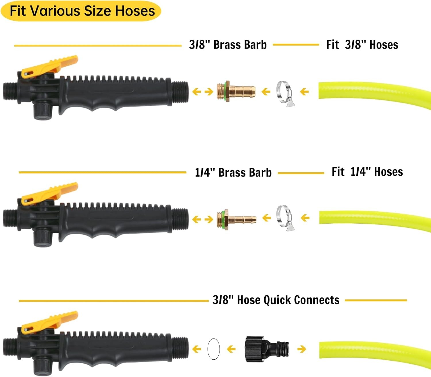 29” Sprayer Wand Replacement, 1/4″ & 3/8″ Brass Barb Universal Black 29 IN