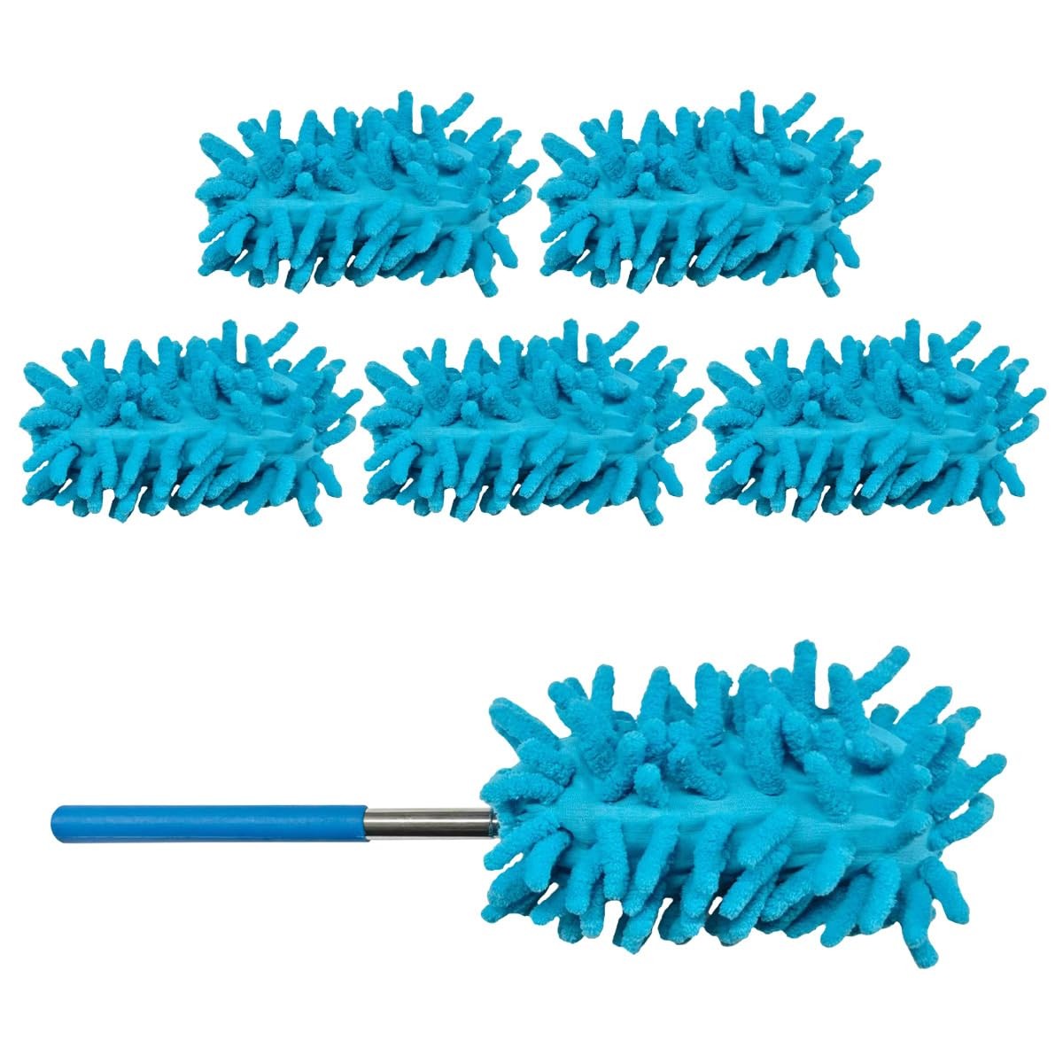 Tuxihapp 6PCS Microfiber Duster for Cleaning, 11.41 x 3.74 inch, Blue