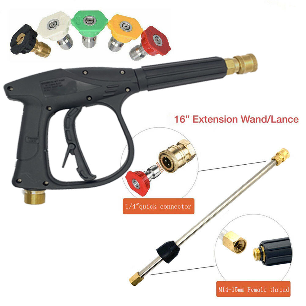 High Pressure Power Washer Spray Gun & Metal Lance & Nozzle For Car House Clean