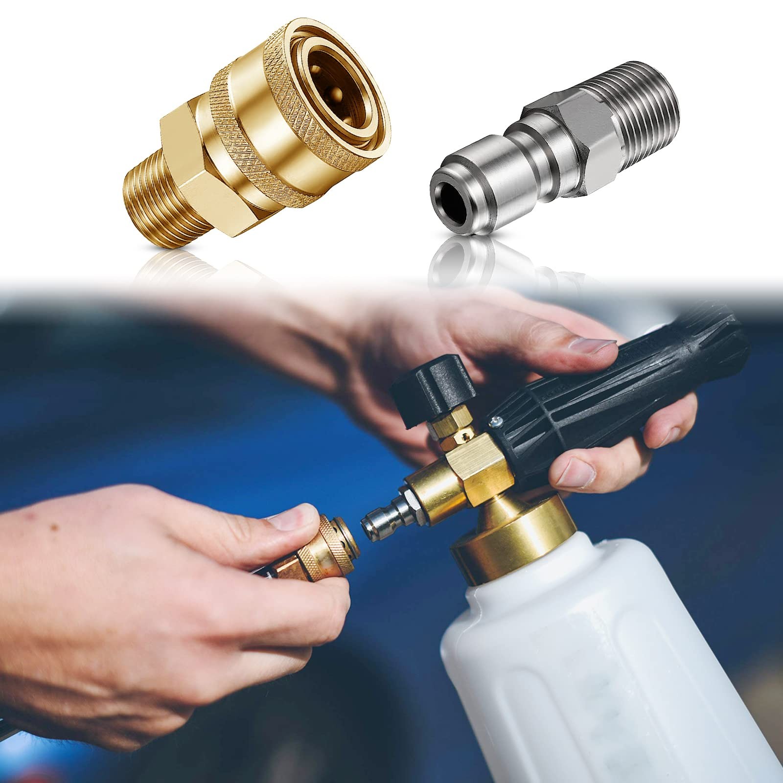 4 Pairs NPT 3/8 Inch Male Female Quick Connector Pressure Washer Adapters