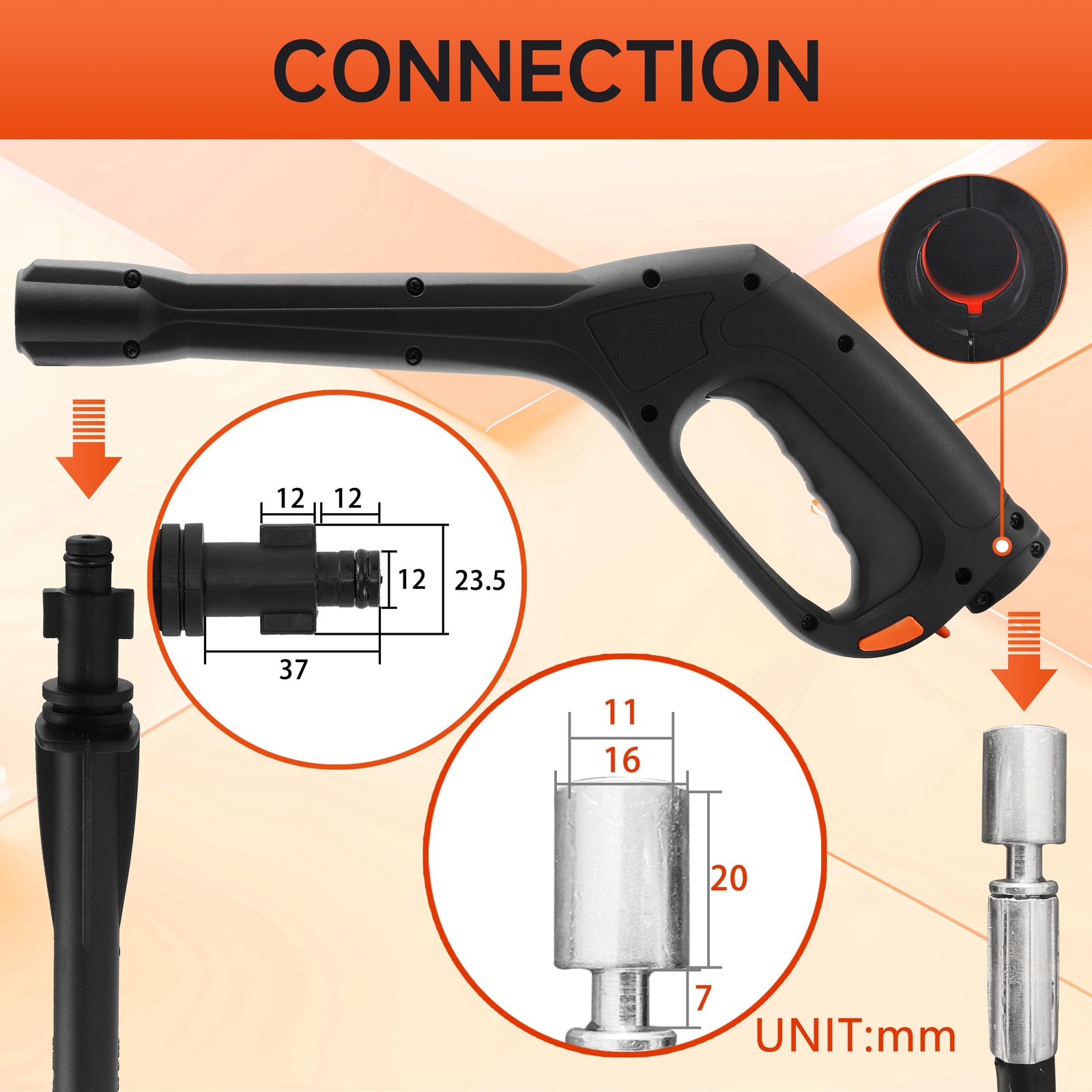 Pressure Washer Gun and Hose Kit, Replacement Pressure Washer Extension Wand–…