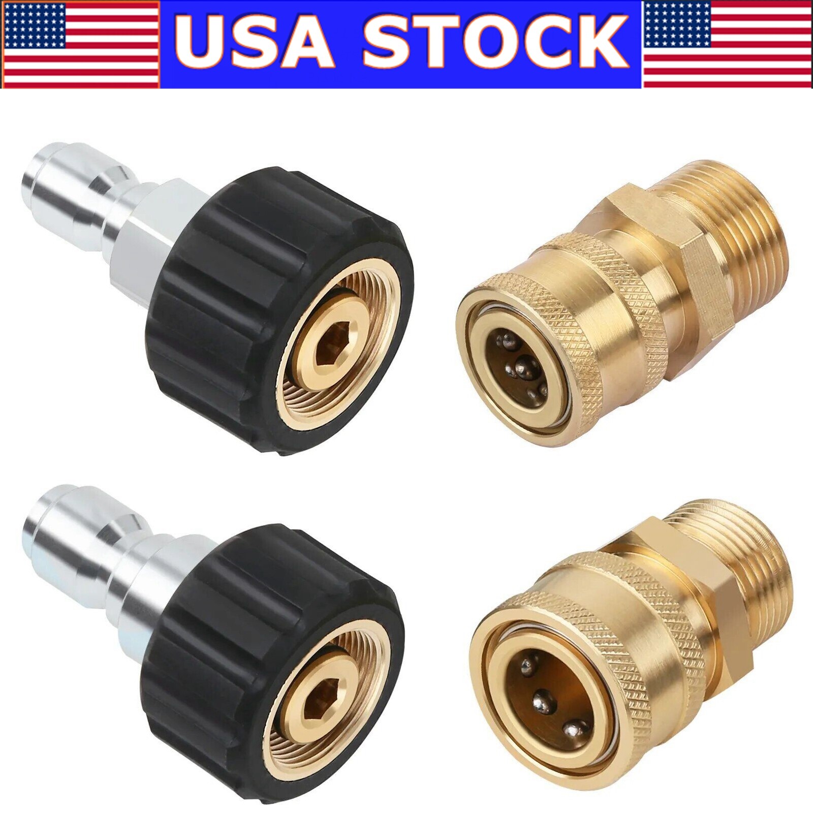High Pressure Washer Adapter Set Quick Connector M22 (M22-14MM) to 3/8” & 1/4”