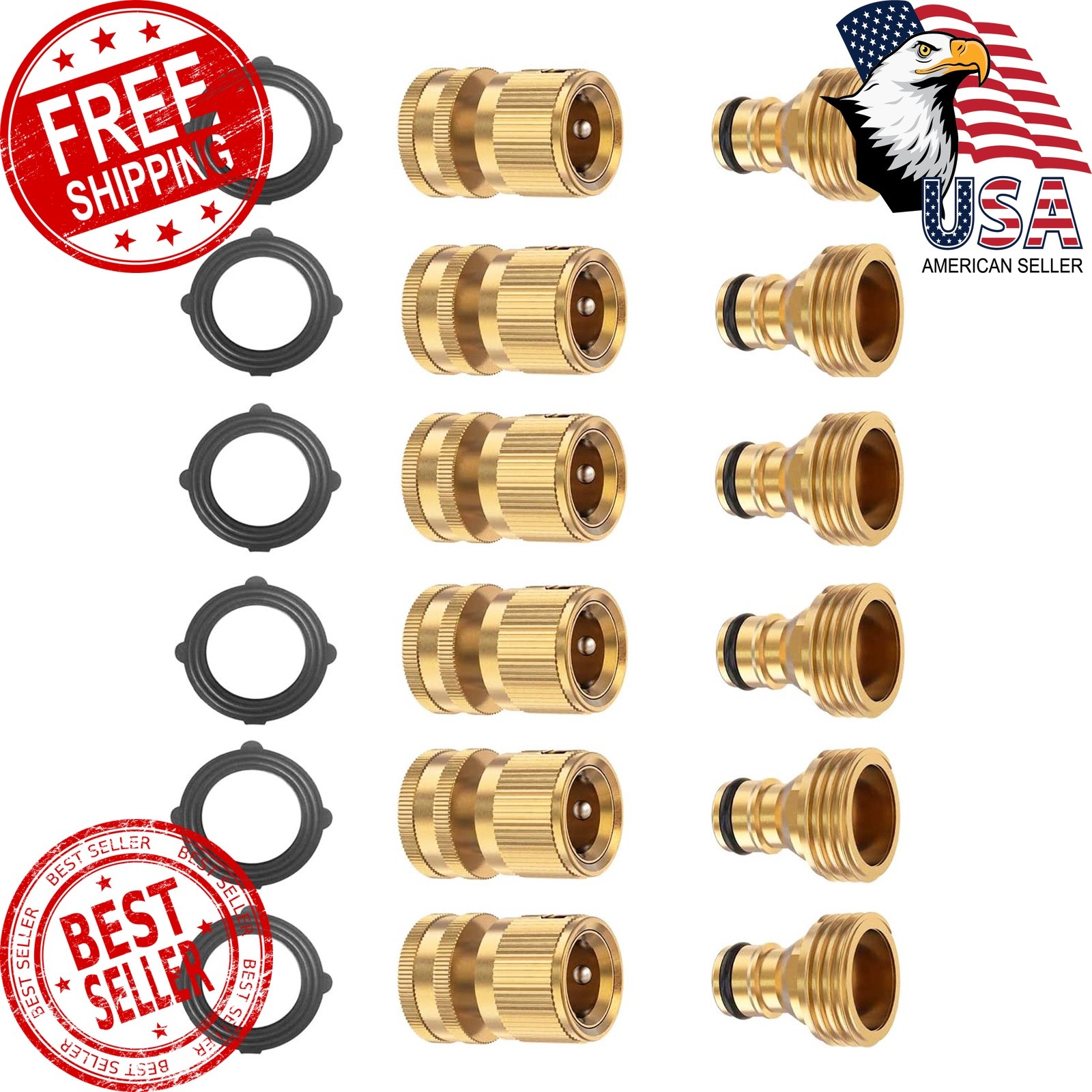 BoArt Solid Brass Quick Connector Set 6 Sets 3/4″