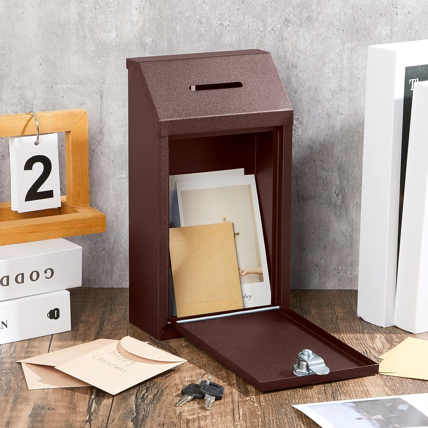 Metal Money Drop Donation Cash Box for Farm Stand Collection Safe Suggestion Box