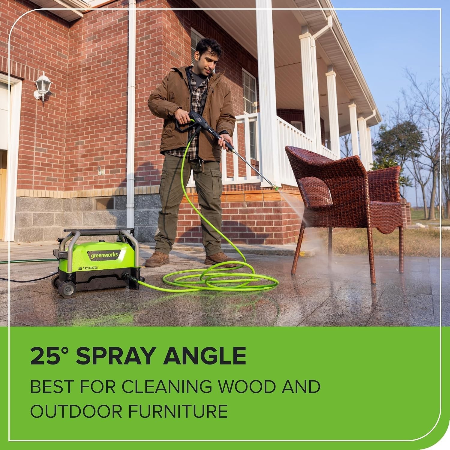 Versatile 2100 PSI Pressure Washer with Turbo Nozzle & 25′ Hose for Deep Clean