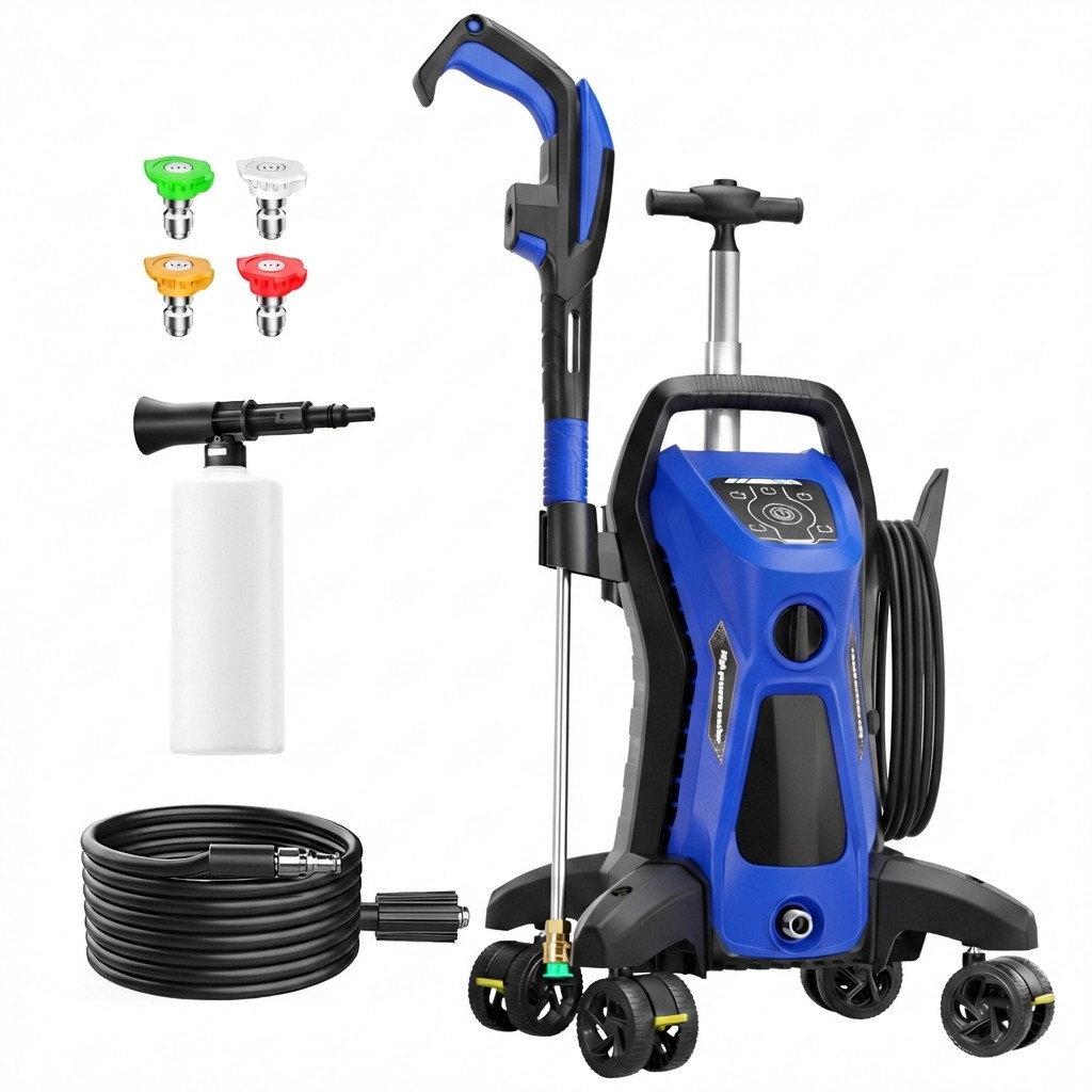 Pressure Washer 4500PSI 3.9GPM, 15-Level Touch, 4 Wheels, 4 Nozzles, for Car